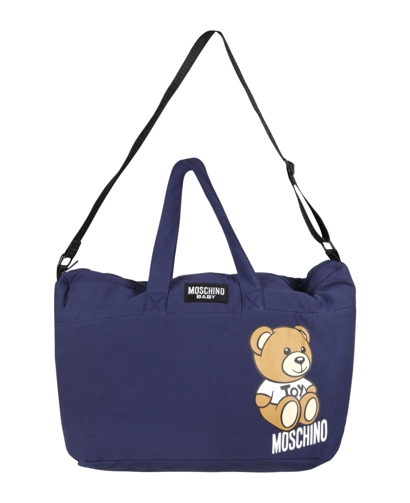 Moschino Blue Changing-bag For Baby Boy With Teddy Bear - Blue