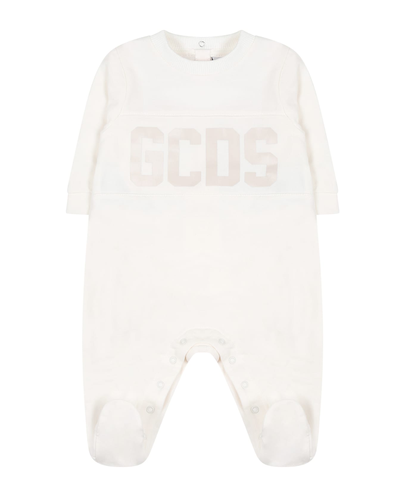 GCDS Mini White Babygrow For Babykids With Logo - White