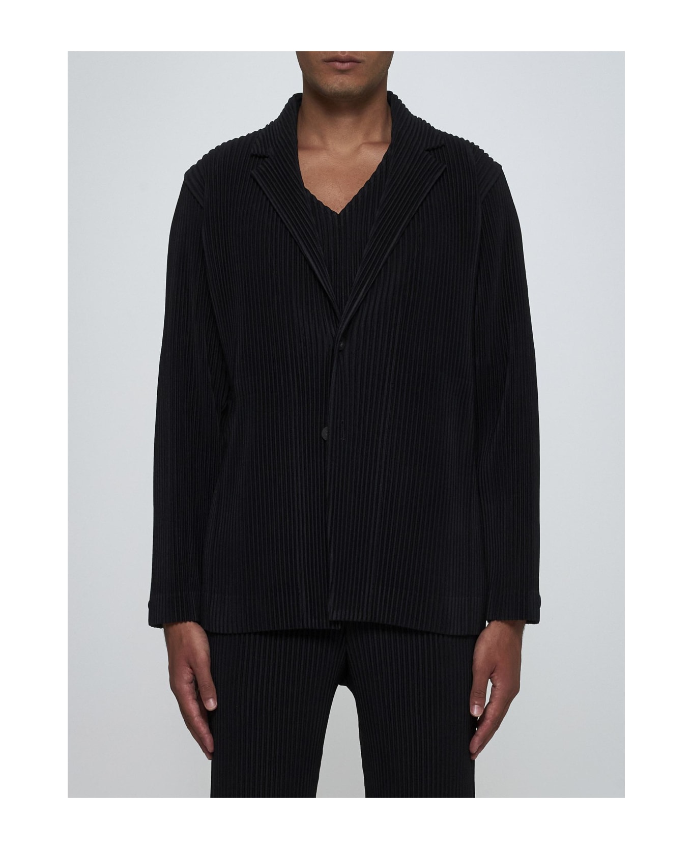 Homme Plissé Issey Miyake Pleated Fabric Single-breasted Blazer - Black