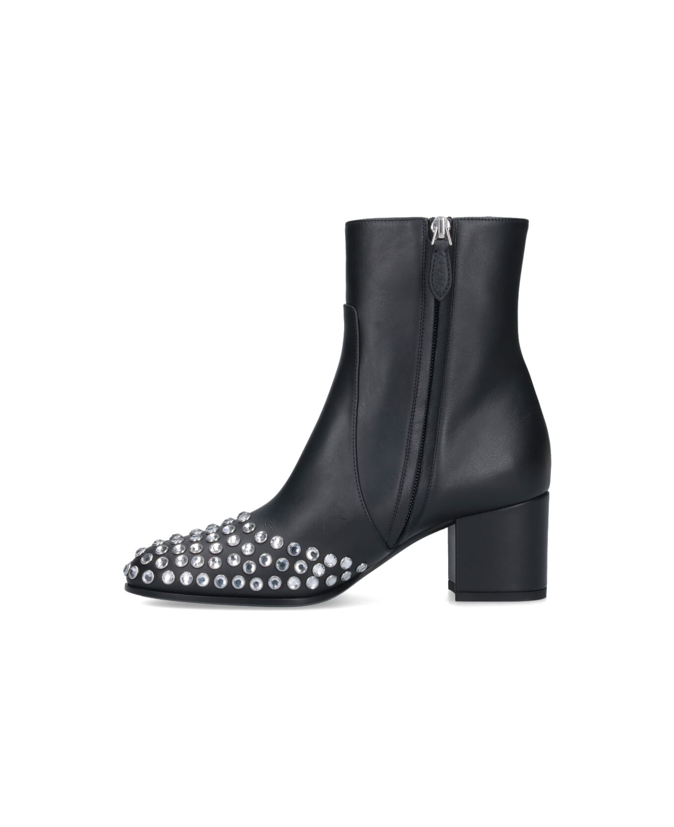 Alaia Low Ankle Boots With Rhinestones - Black  