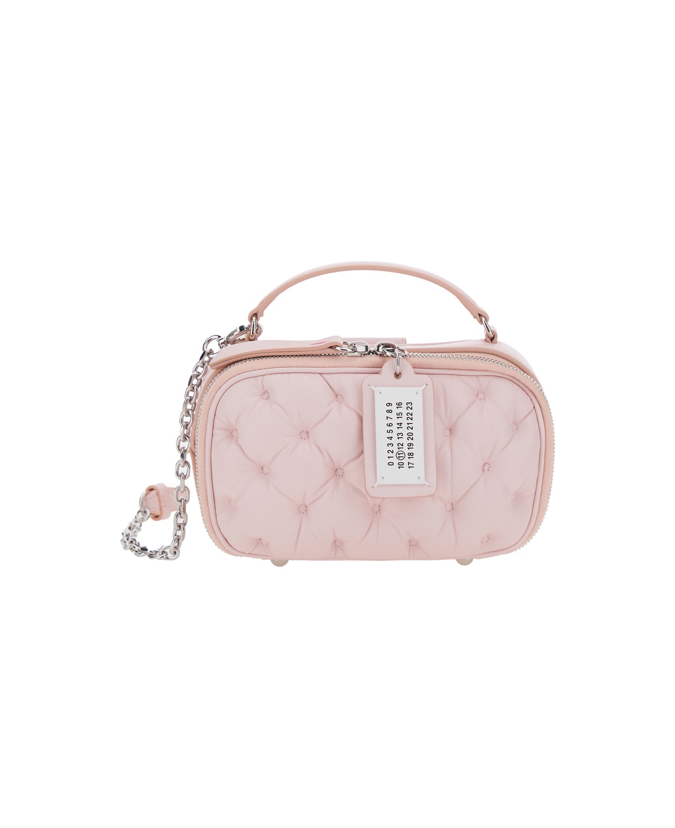 Maison Margiela 'glam Slam' Pink Handbag With Logo Plate And Quilted Design In Leather Woman - Pink