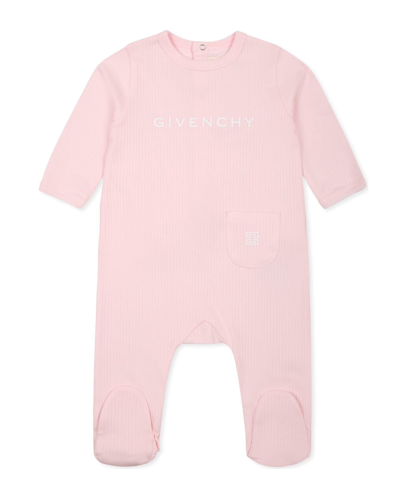 Givenchy Pink Romper Set For Baby Girl With Logo - Pink