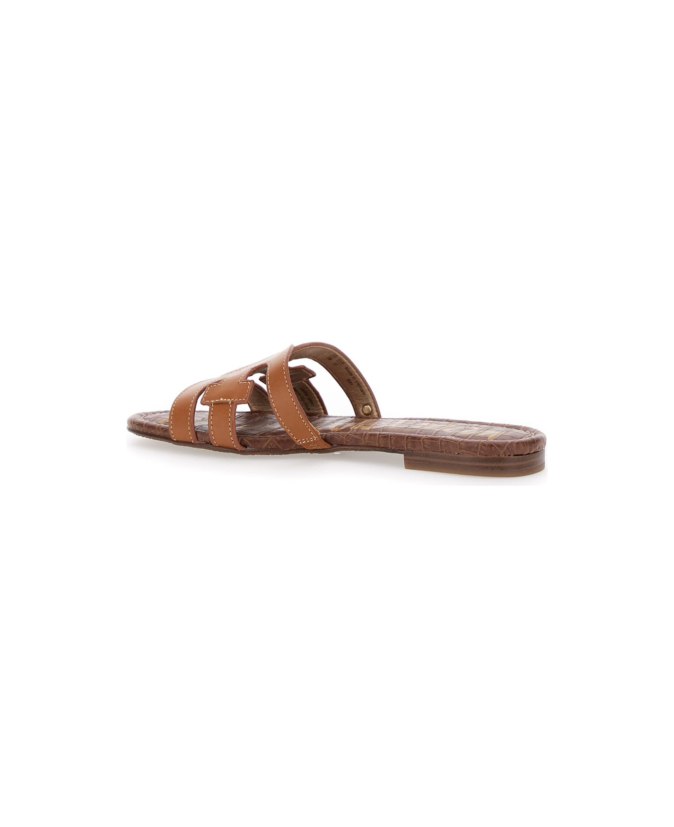 Sam Edelman 'bay Slide' Brown Slip-on Sandals With Logo Detail In Leather Woman - Beige