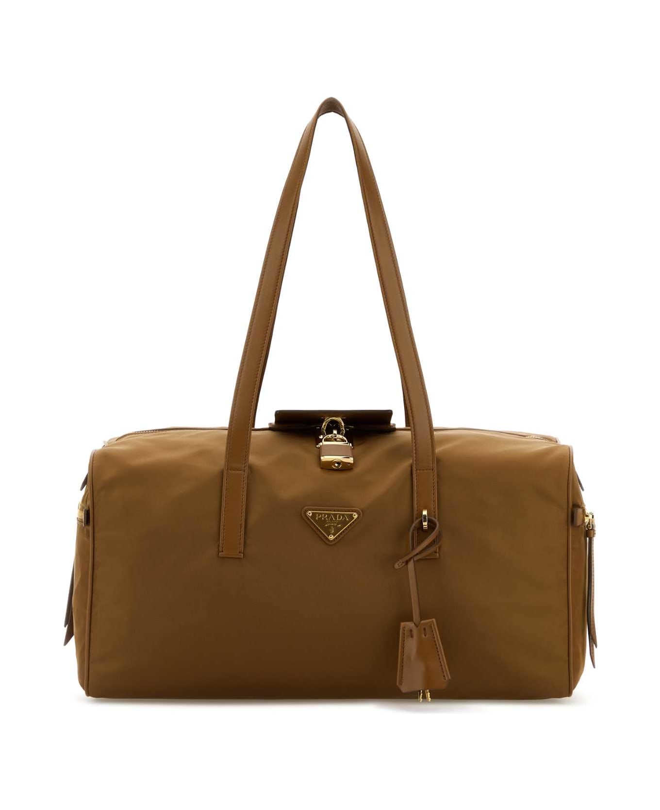Prada Biscuit Nylon Shopping Bag - BRANDY