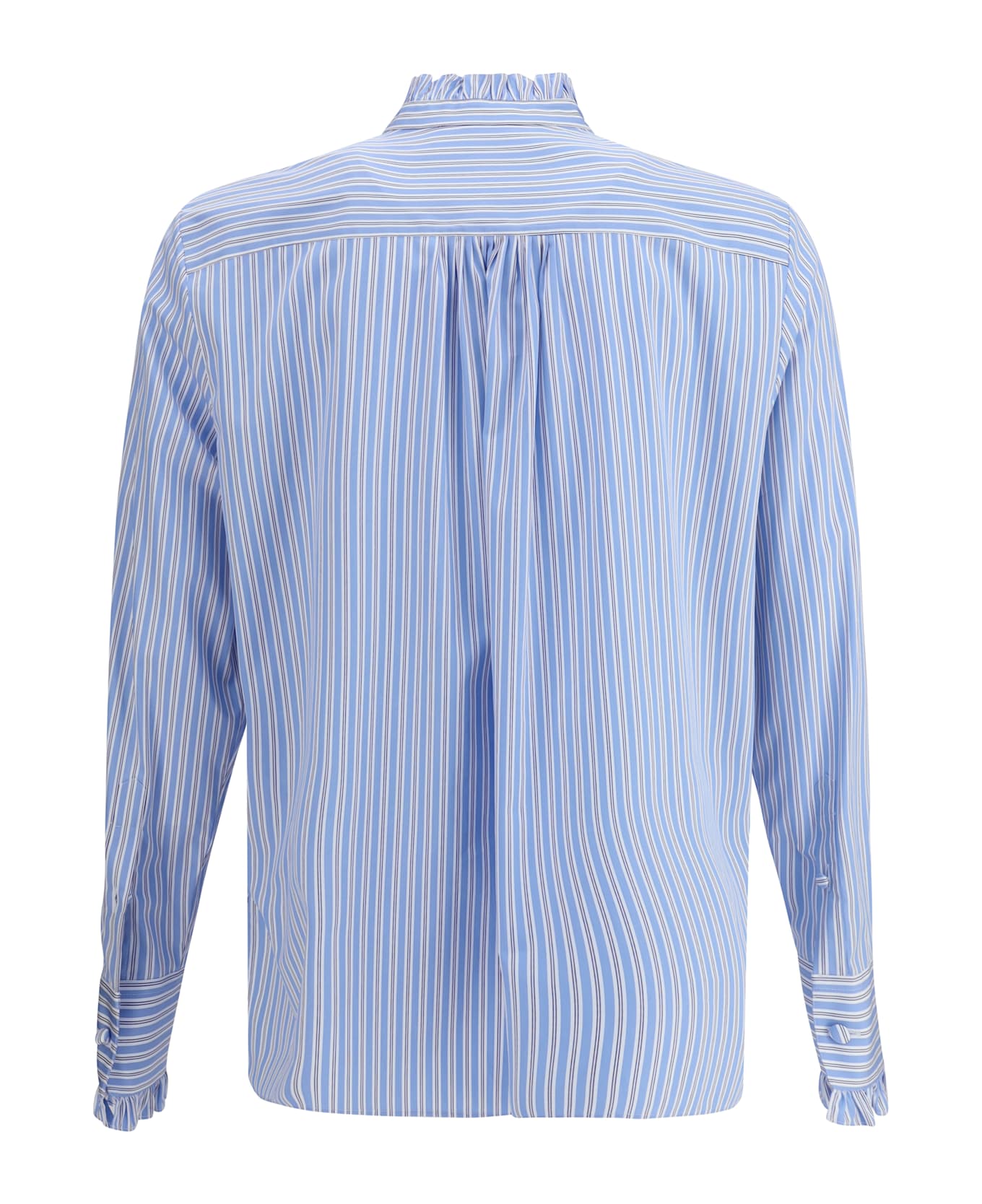 Valentino Striped Plastron And Ruffle Shirt