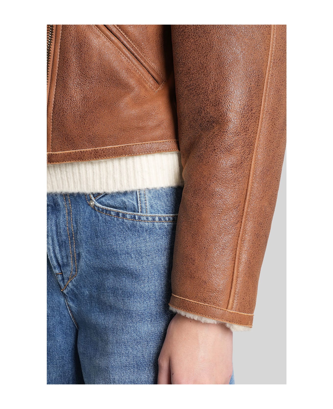 Isabel Marant Blondine Leather Jacket In Brown Leather - brown