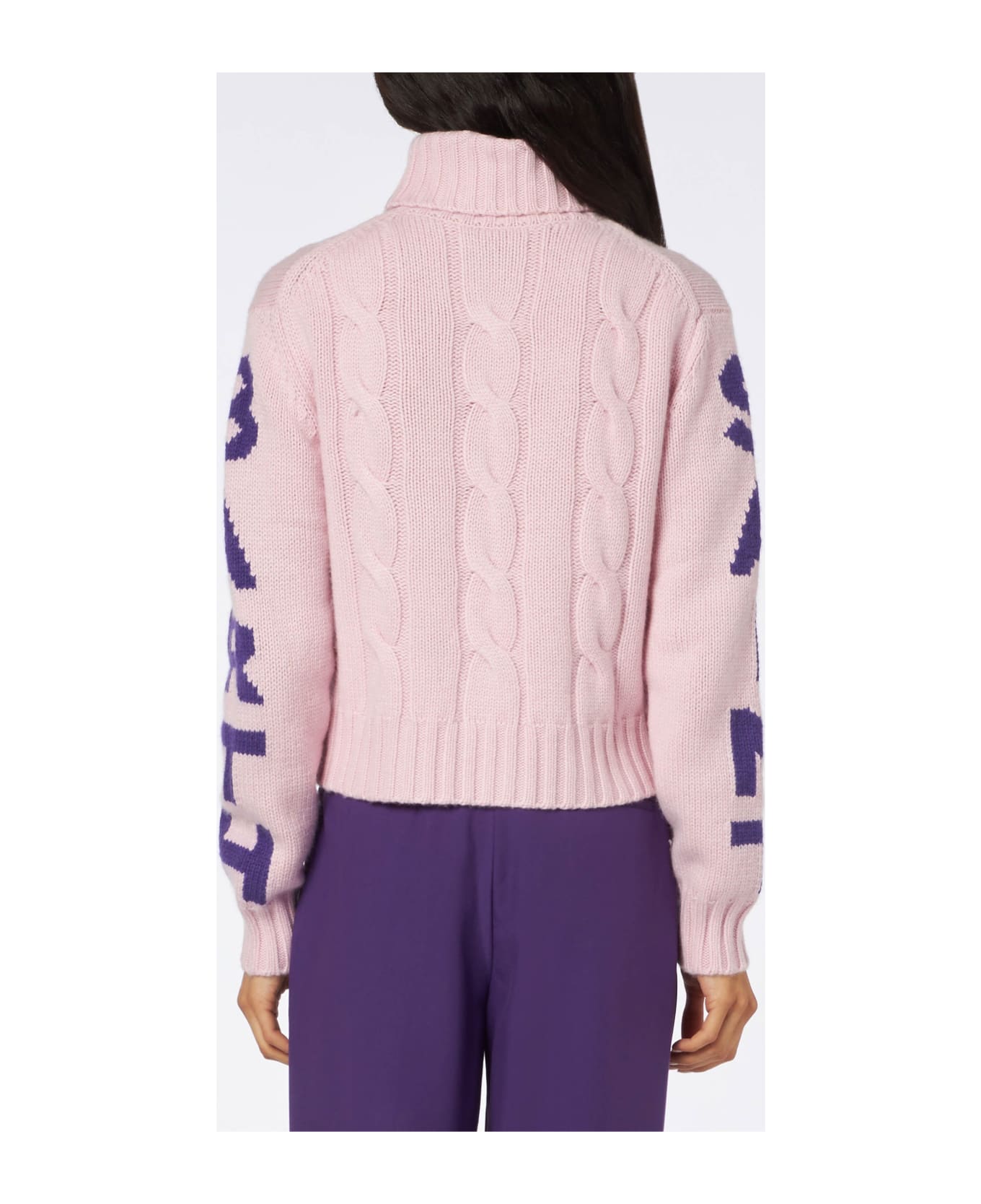 MC2 Saint Barth Woman Turtleneck Braided Sweater With Saint Barth Jacquard - PINK
