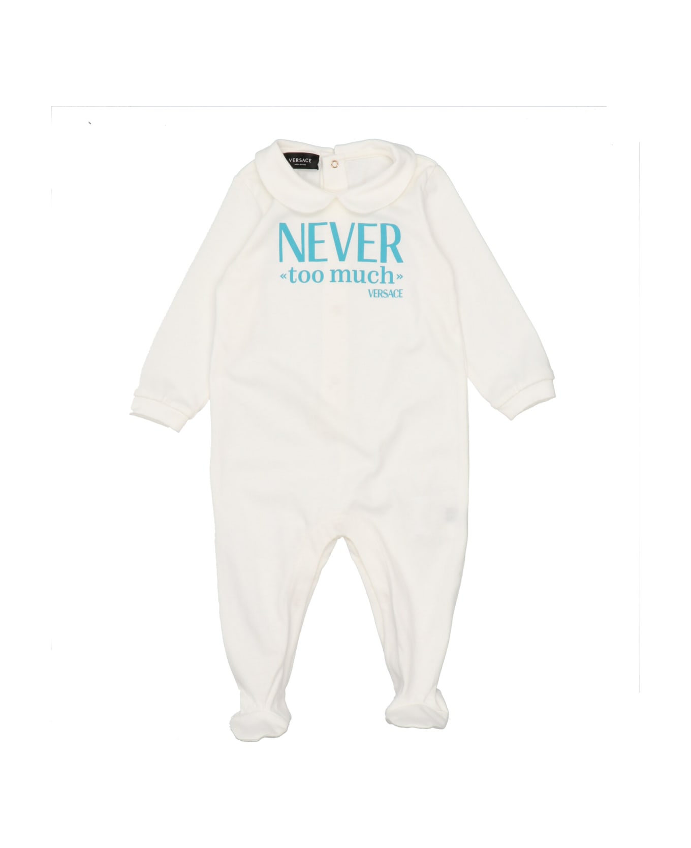 Versace Sleepsuit + Logo Bib Baby Set - White