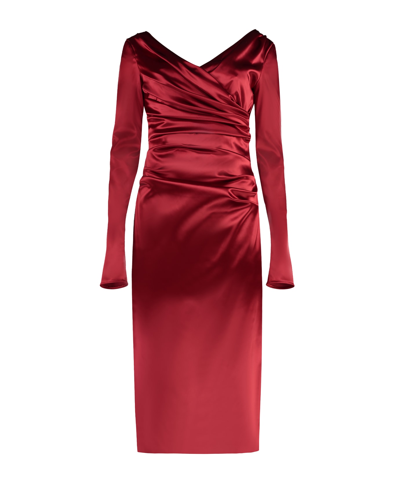Dolce & Gabbana Satin Midi Dress - red