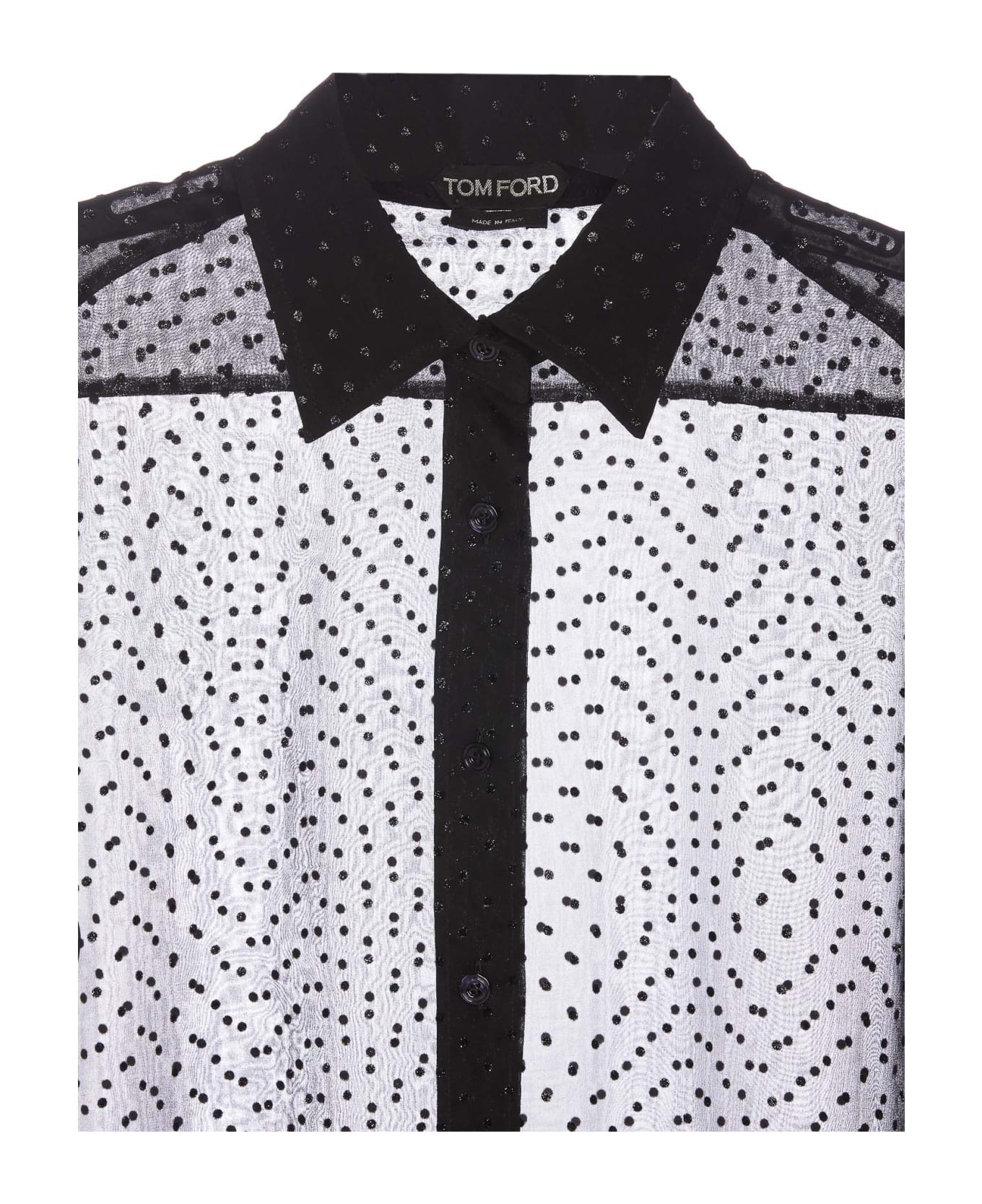 Tom Ford Flocked Polka Dots Shirt - Black シャツ