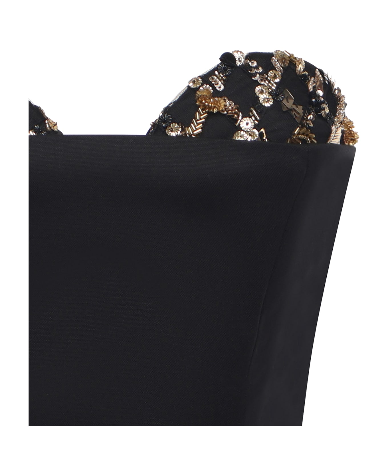 Genny Midi Dress With Jewel Embroidery - Black