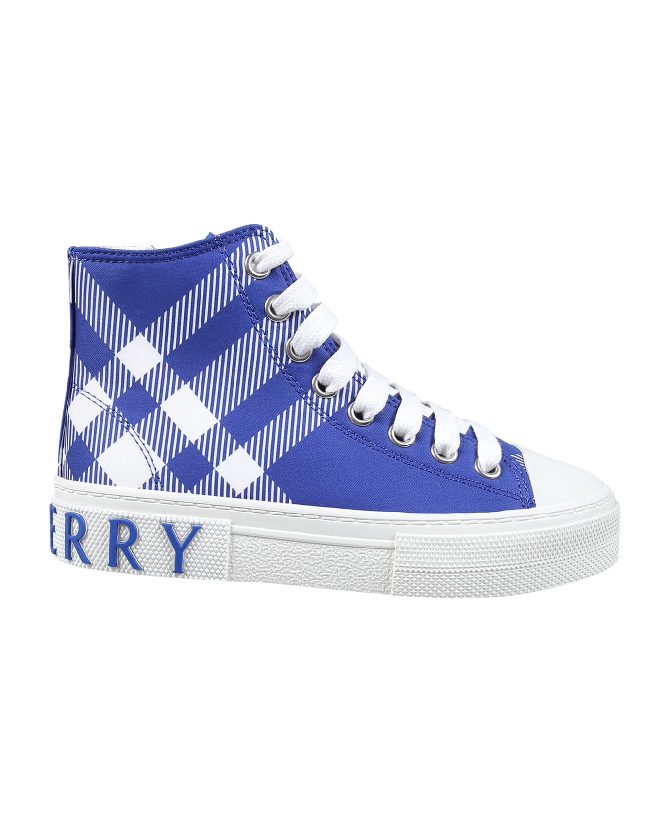 Burberry Blue Sneakers For Kids With Logo - Blue