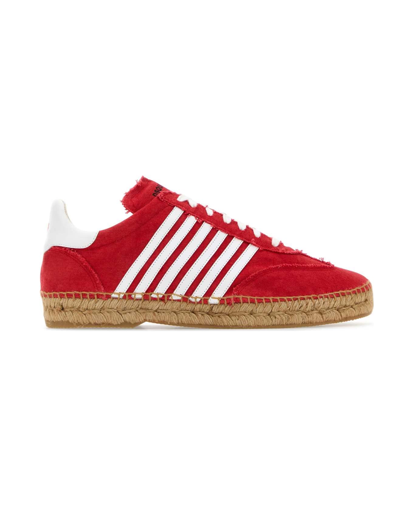Dsquared2 Red Canvas Sneakers - DENIM