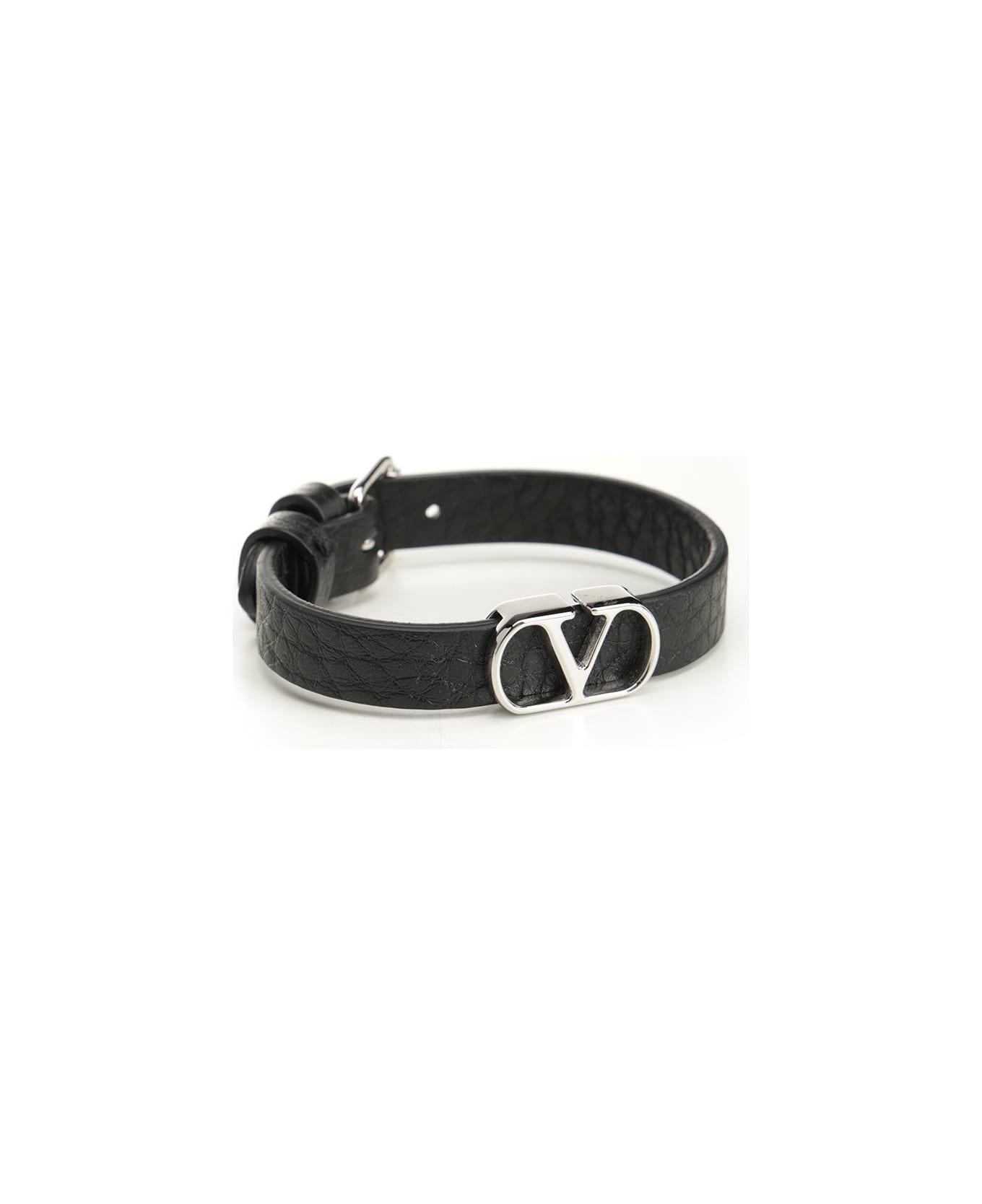 Valentino Garavani Vlogo Signature Leather Bracelet - Black