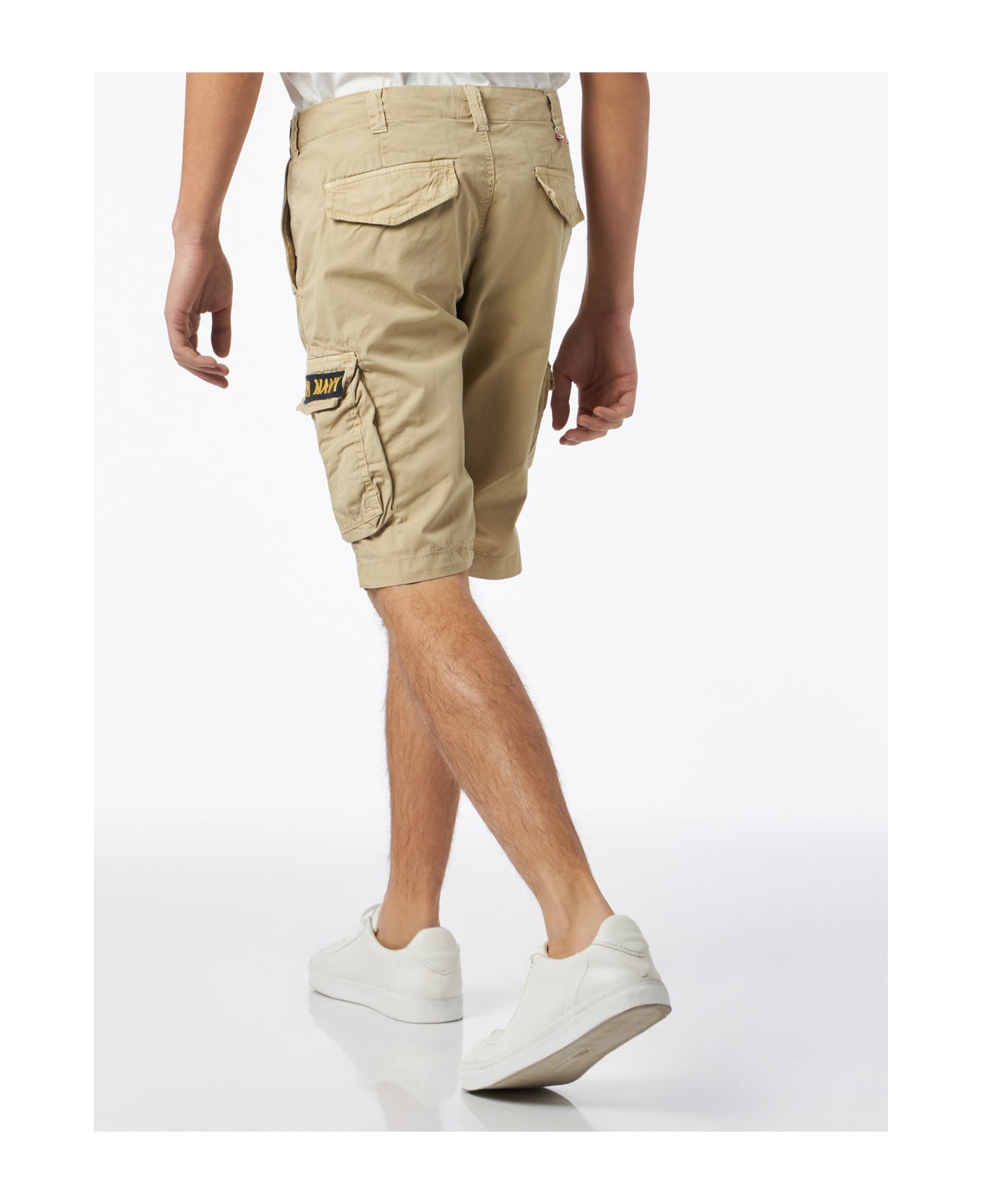 MC2 Saint Barth Man Beige Cotton Cargo Shorts