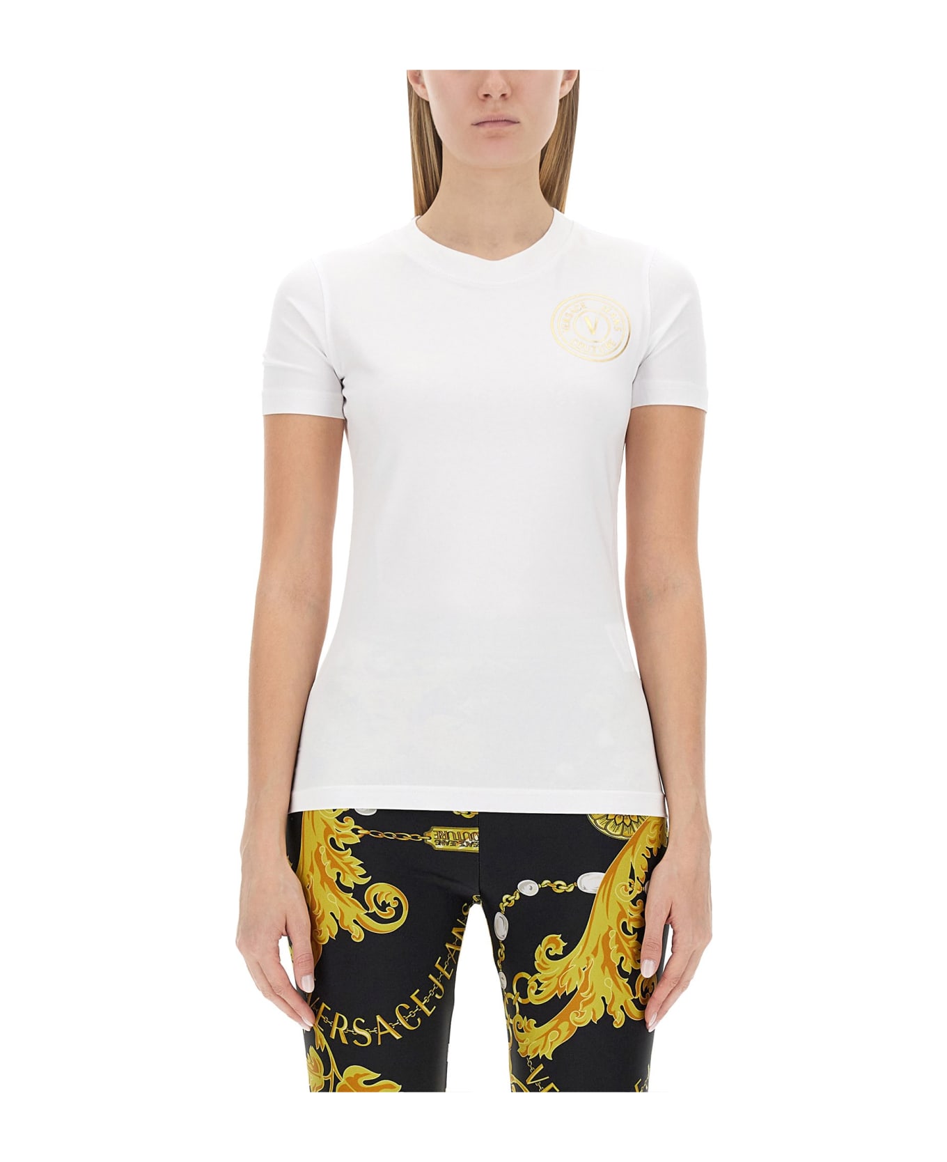 Versace Jeans Couture Stretch Cotton T-shirt With Logo - G03 Tシャツ