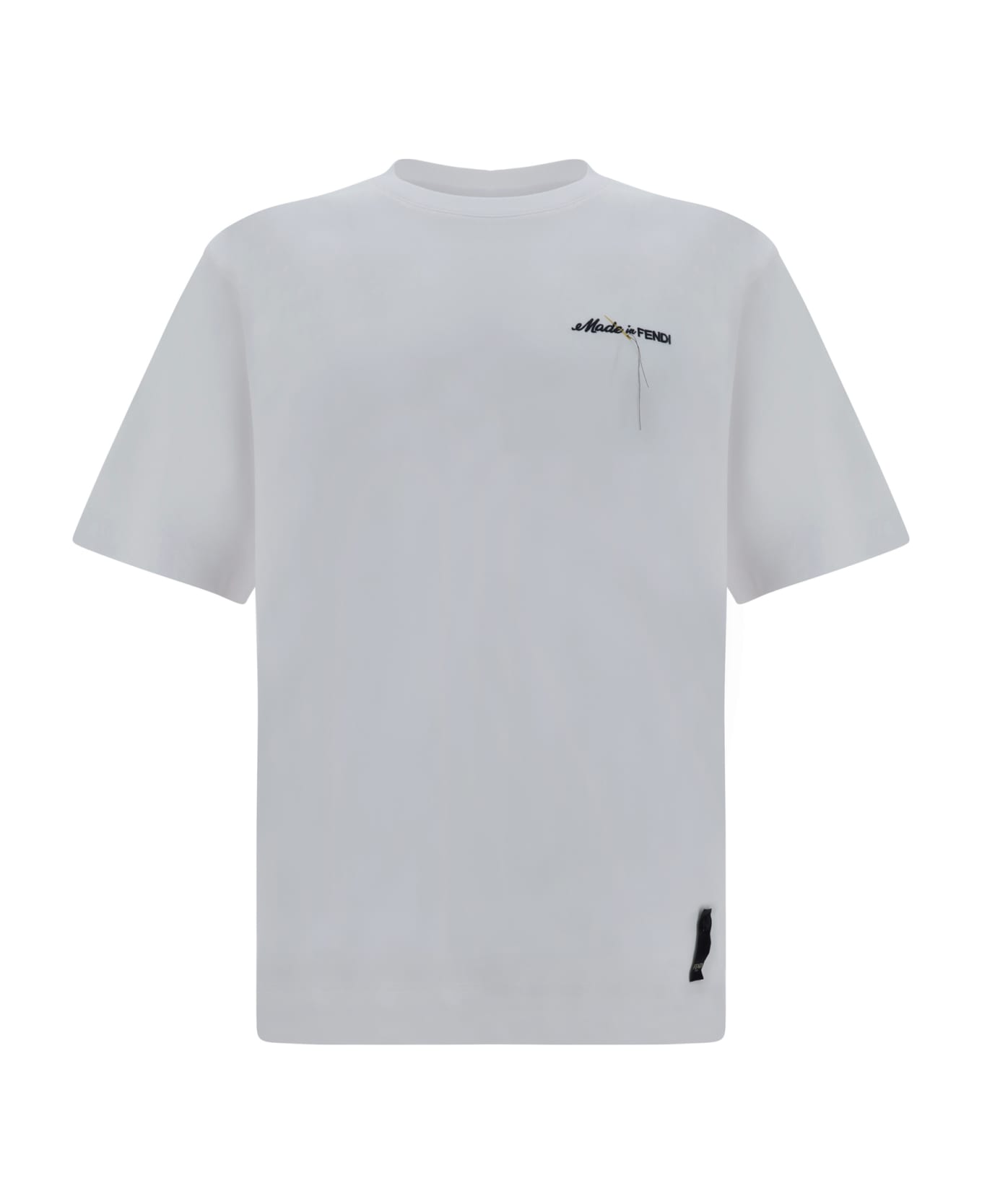 Fendi Logo Embroidered Crewneck T-shirt - Bianco