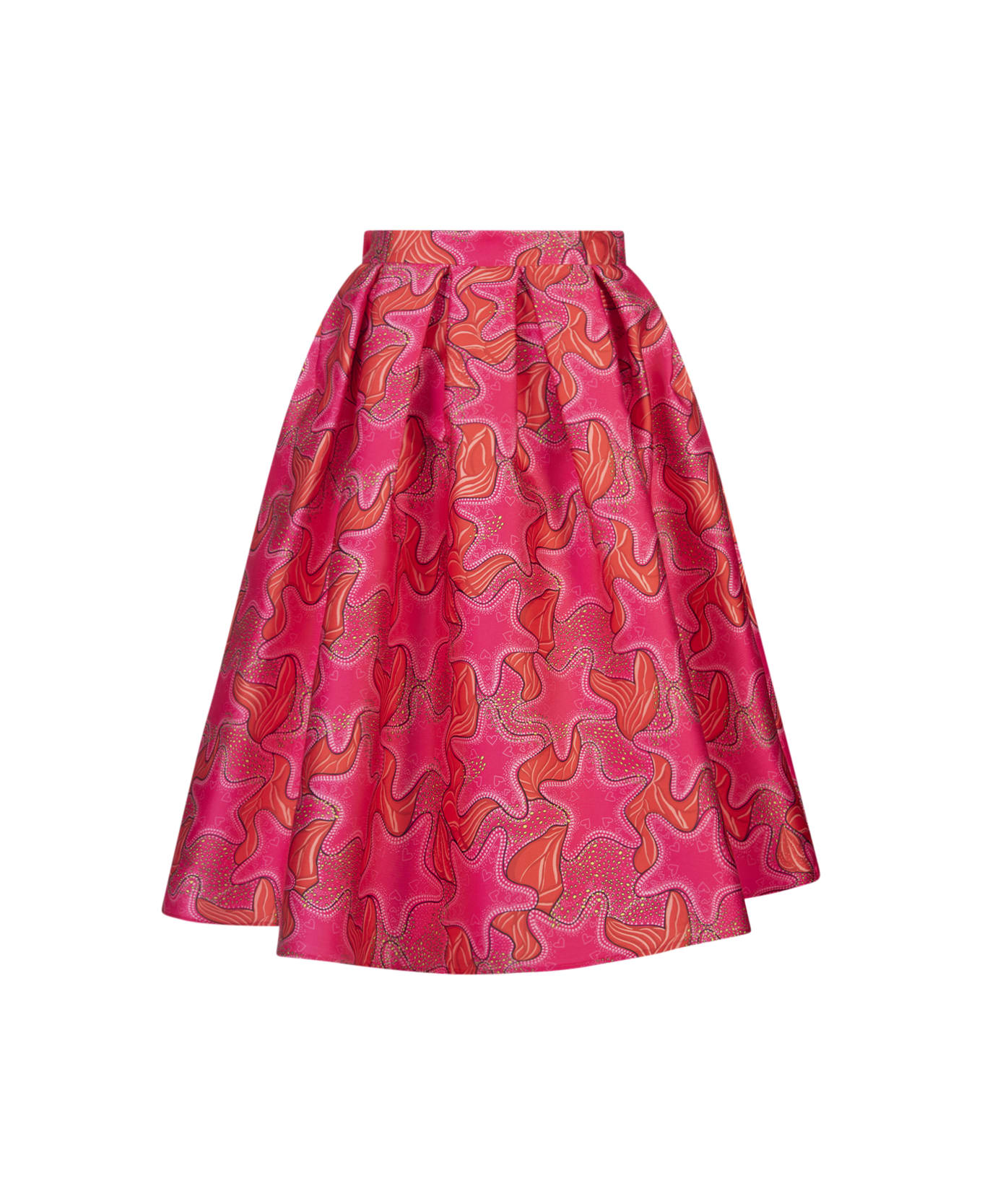 Alessandro Enriquez Midi Skirt With Fuchsia Stars Print - Pink