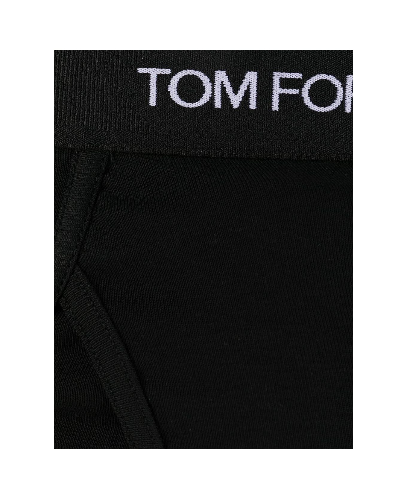 Tom Ford Logo Waistband Stretched Briefs - BLACK