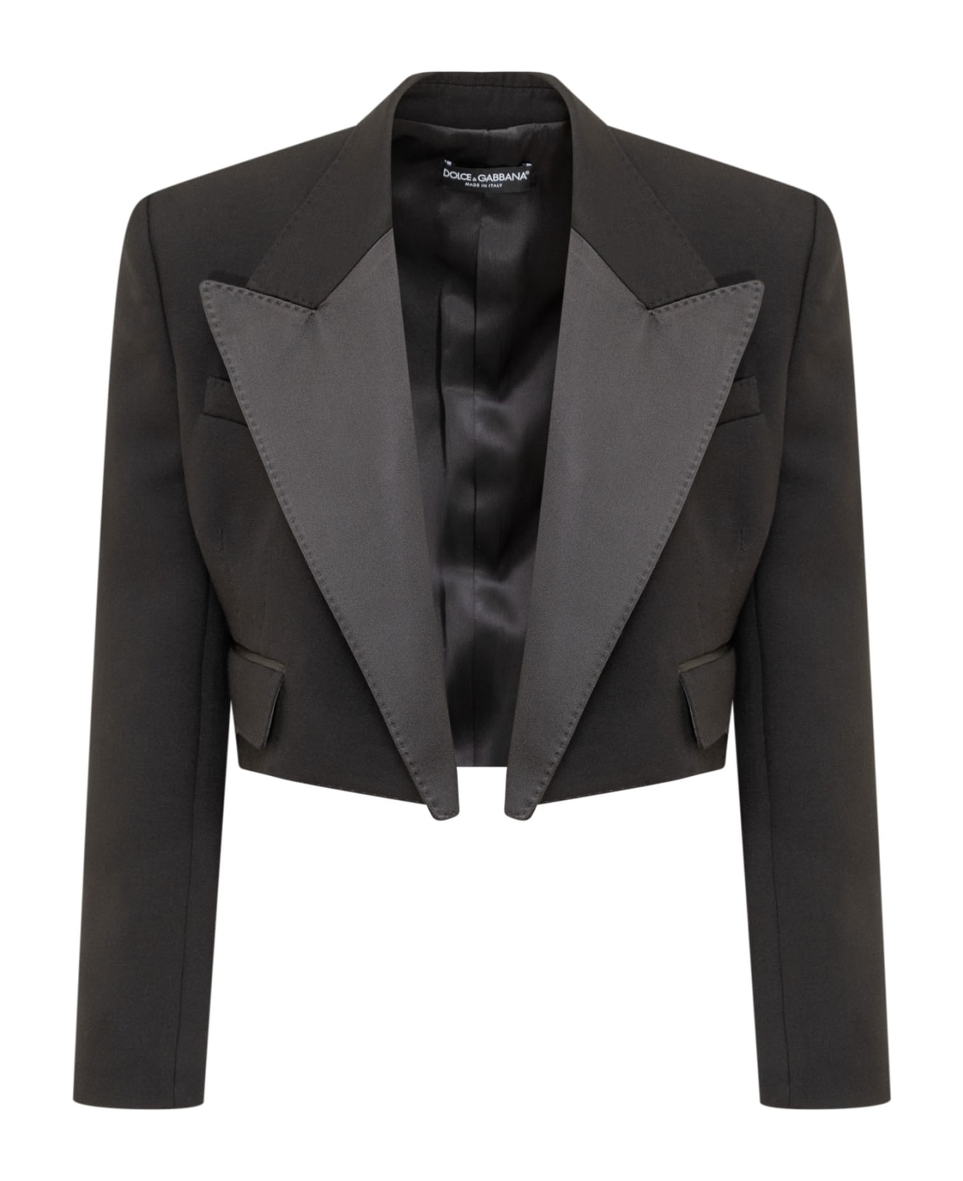 Dolce & Gabbana Cropped Jacket With Satin Revers - NERO ブレザー