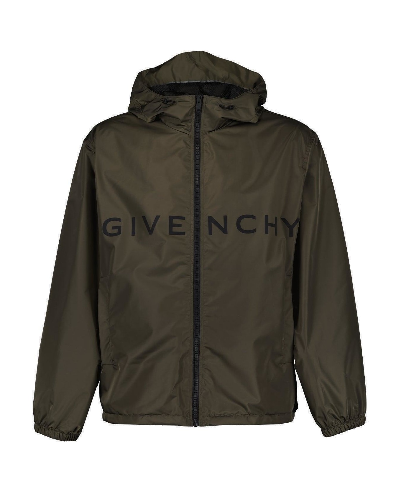 Givenchy Logo Printed Hooded Windbreaker - Green