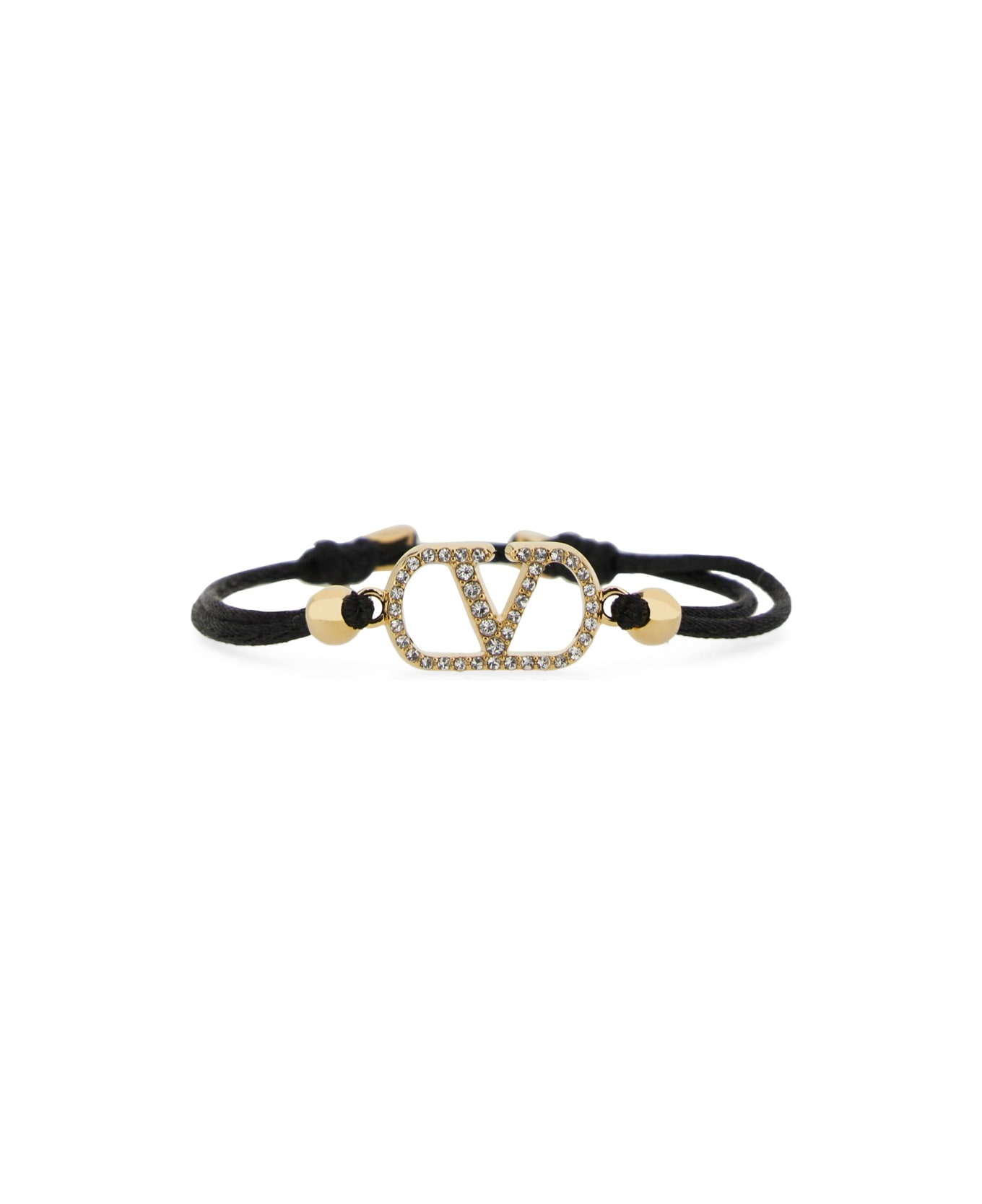 Valentino Garavani Cotton And Swarovski® Crystal "vlogo Signature" Bracelet - BLACK