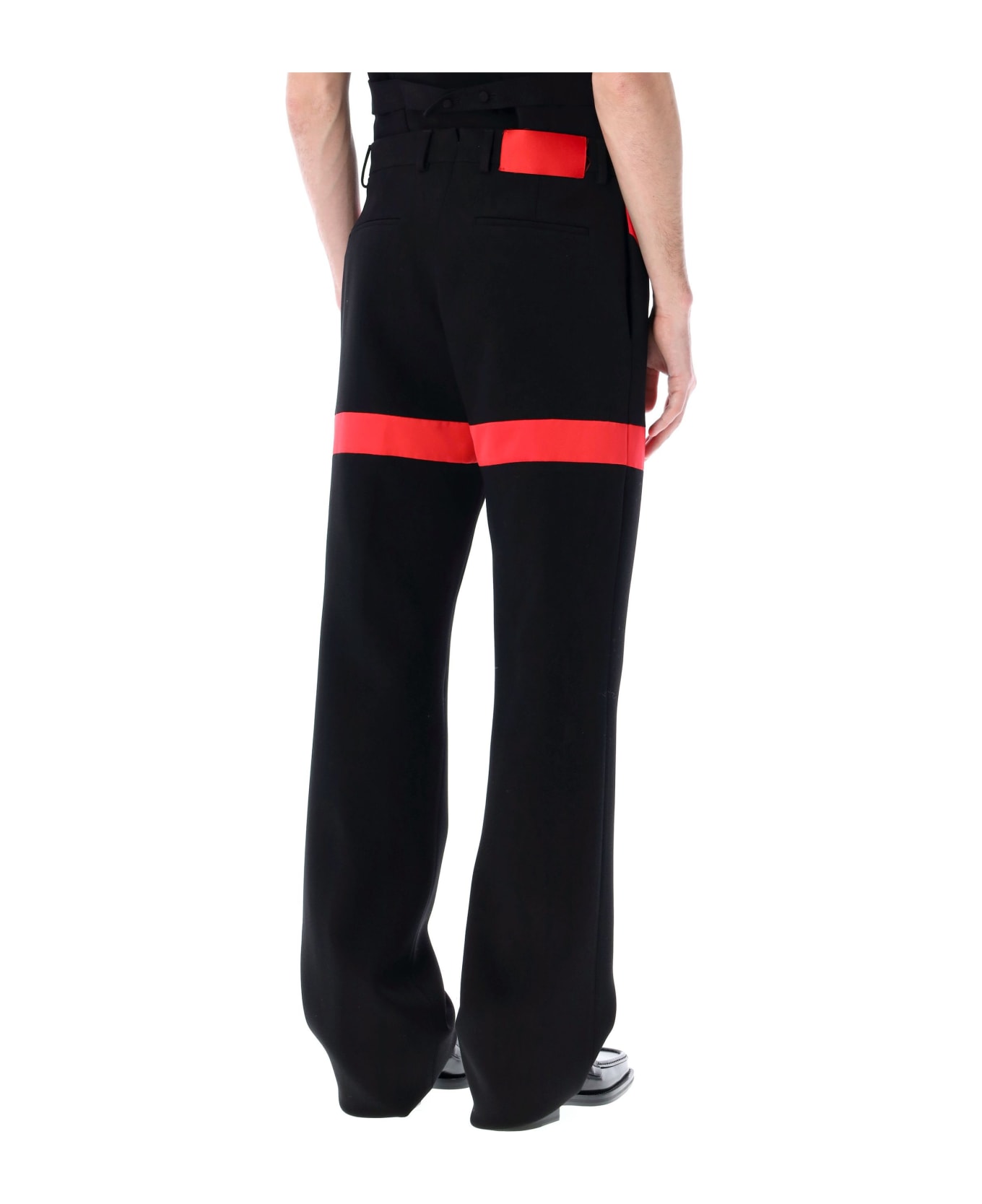 Ferragamo Tailored Pants With Inlays - BLACK RED
