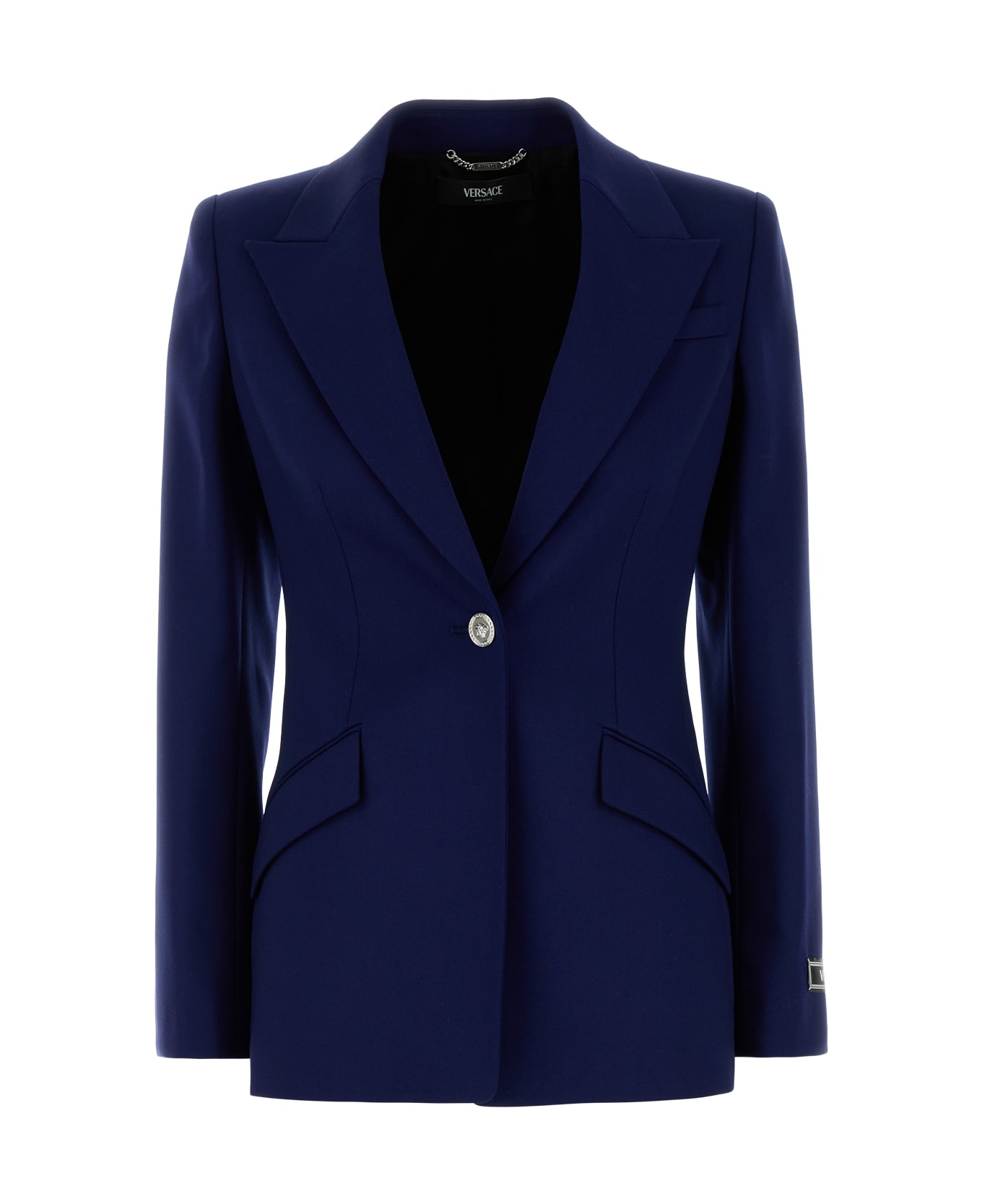 Versace Blue Stretch Wool Blazer - INKBLUE