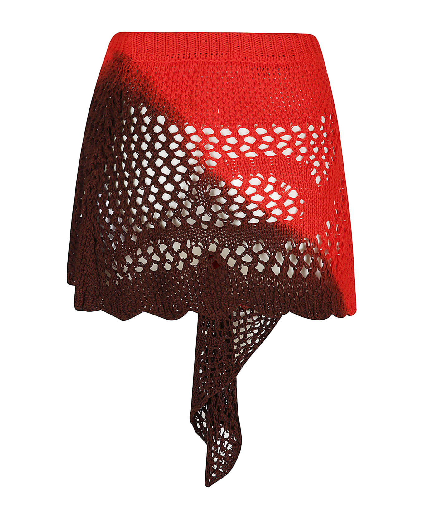 The Attico Elastic Waist Perforated Knitted Midi Skirt - Fuchsia