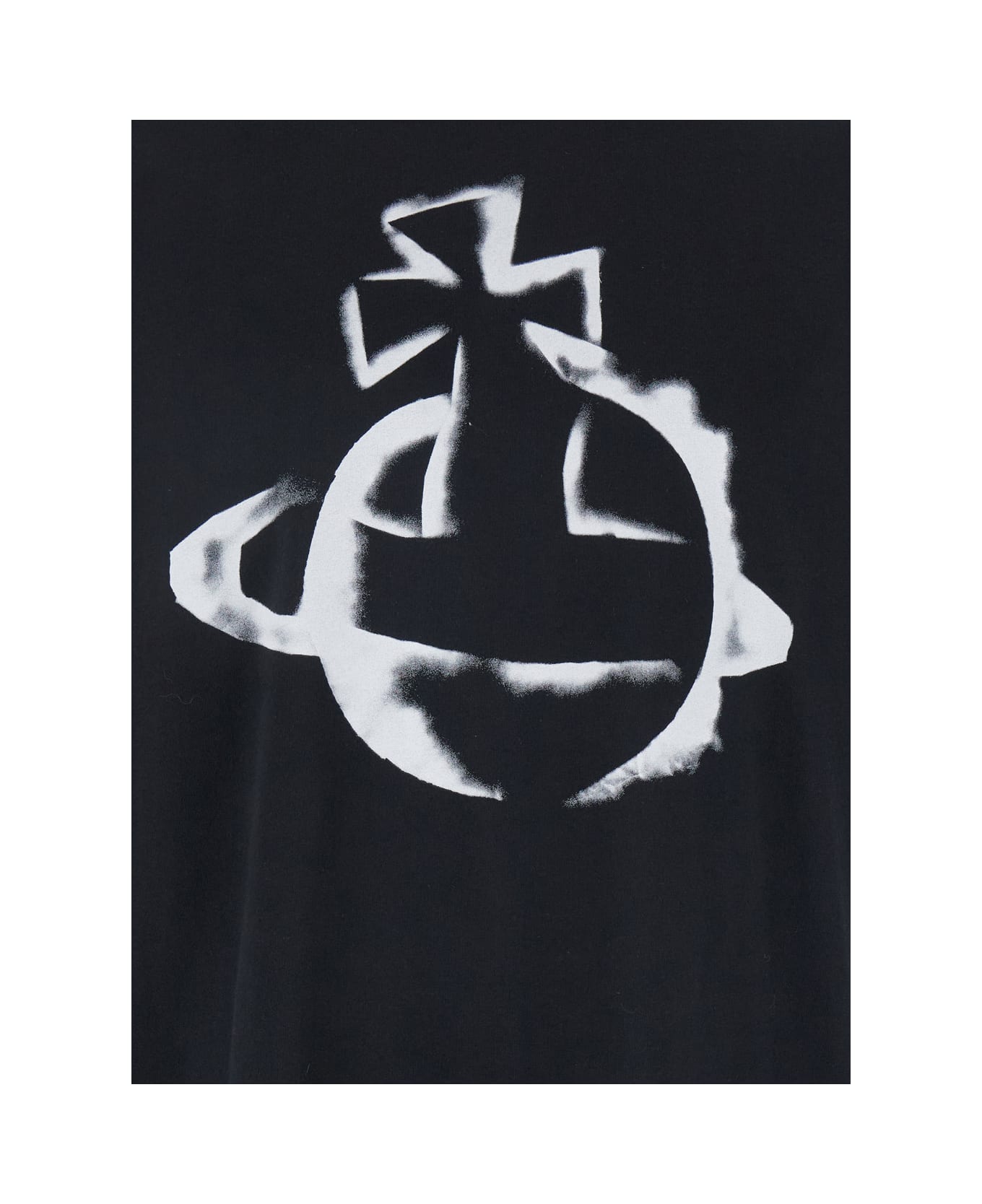 Vivienne Westwood Black Crewneck T-shirt With Maxi Orb Logo Print On The Front In Cotton Man - Black