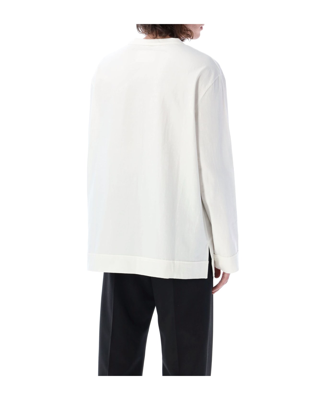 Jil Sander Textured Cotton L/s T-shirt - WHITE