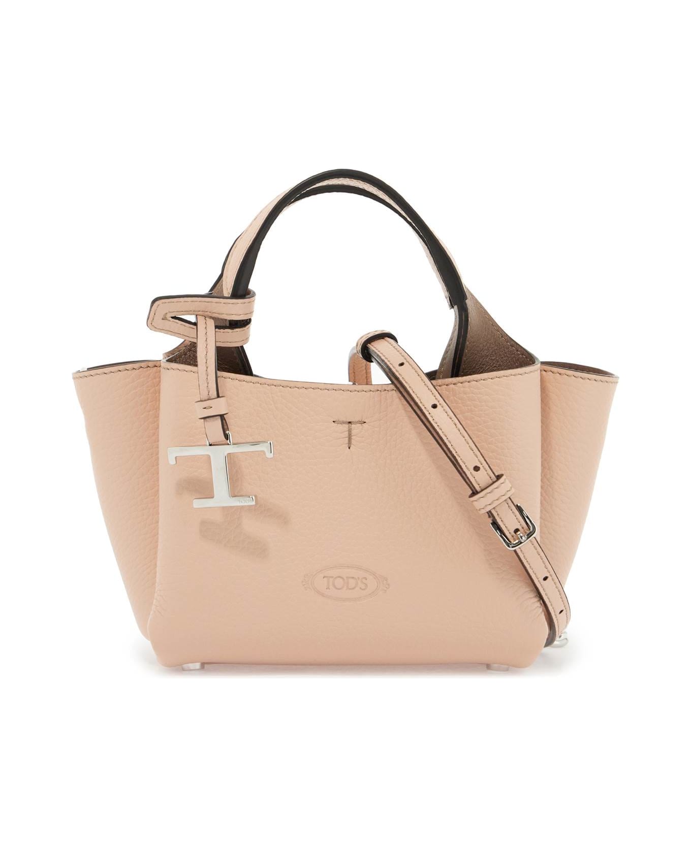 Tod's Embossed Logo Toggle Lock Tote - M011(BALLERINA)+C413(CRETA CH) (Pink)