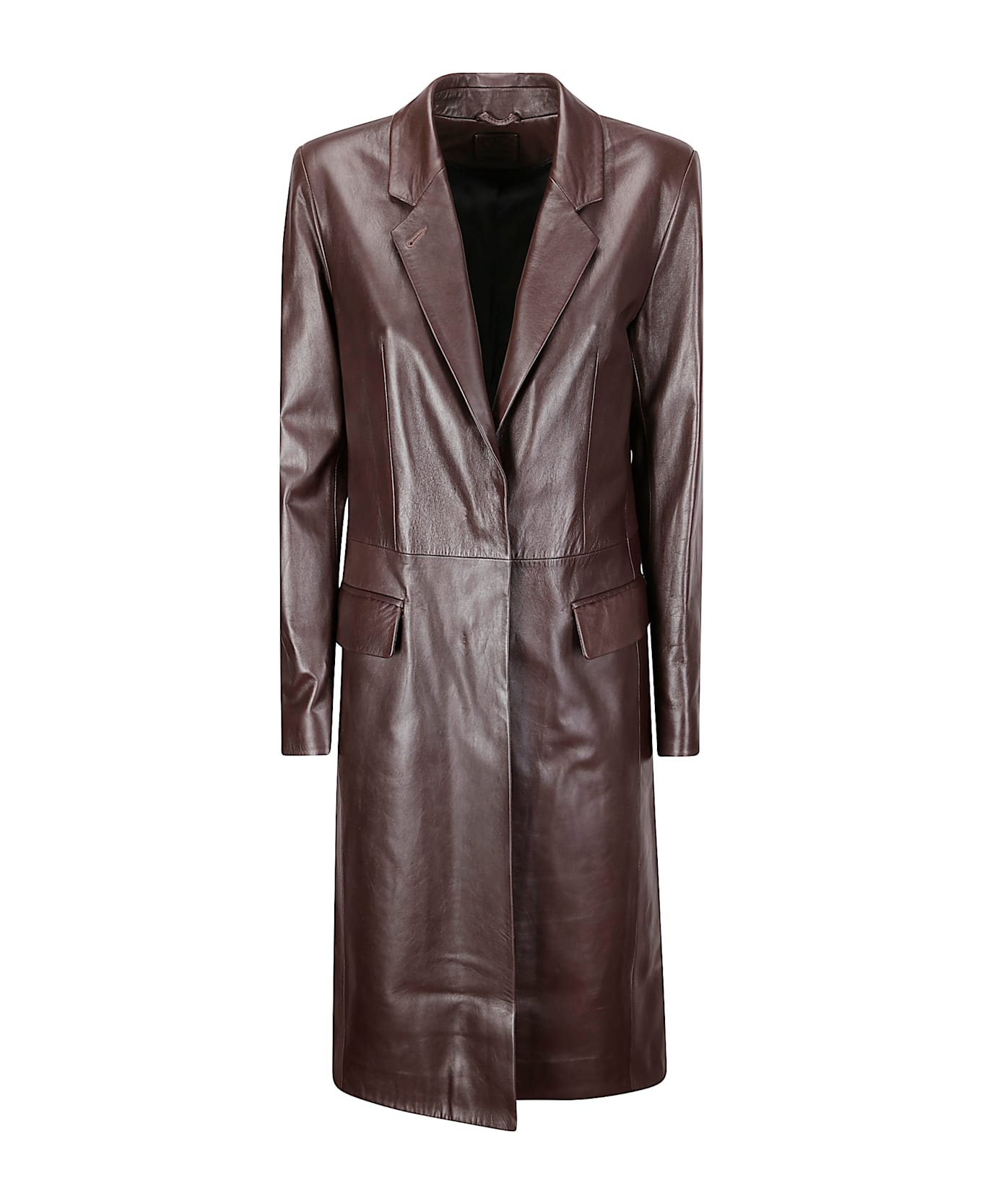 Desa 1972 Leather Redingote Coat - Dark Coffee