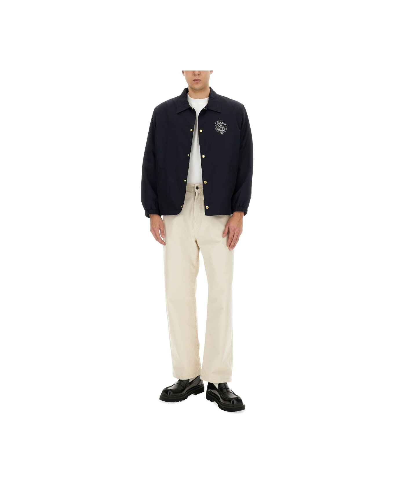 Drôle de Monsieur Vignes Slogan Print Jacket - BLUE