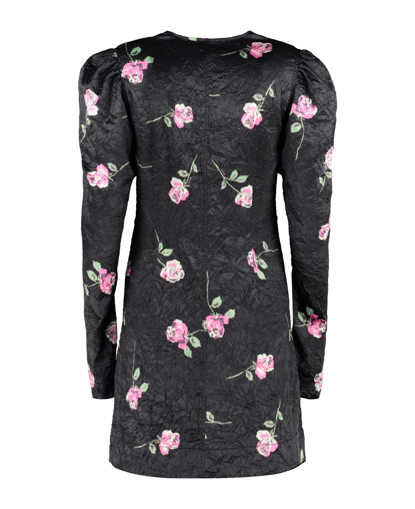 Ganni Dress With Floral Print - Black