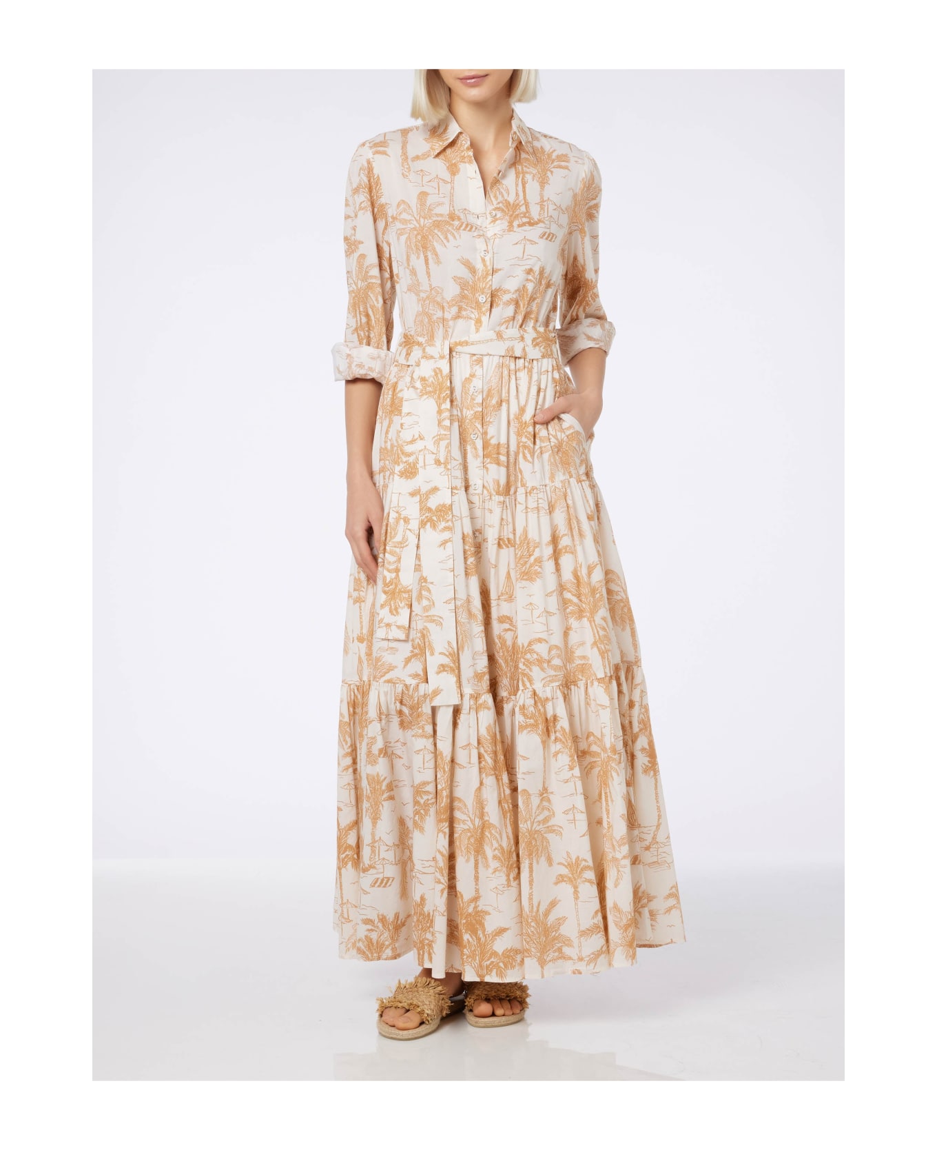 MC2 Saint Barth Woman Toile De Jouy Cotton Dress Jensen - WHITE