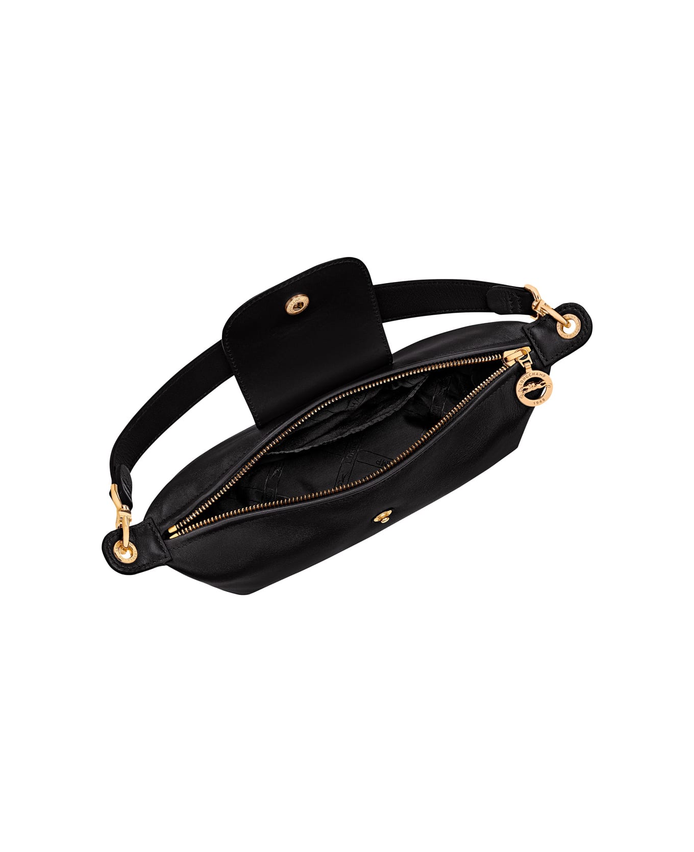 Longchamp 'le Pilage Xtra' Black Crossbody Bag With Removable Shoulder Strap And Embossed Logo On The Front In Leather Woman - Black