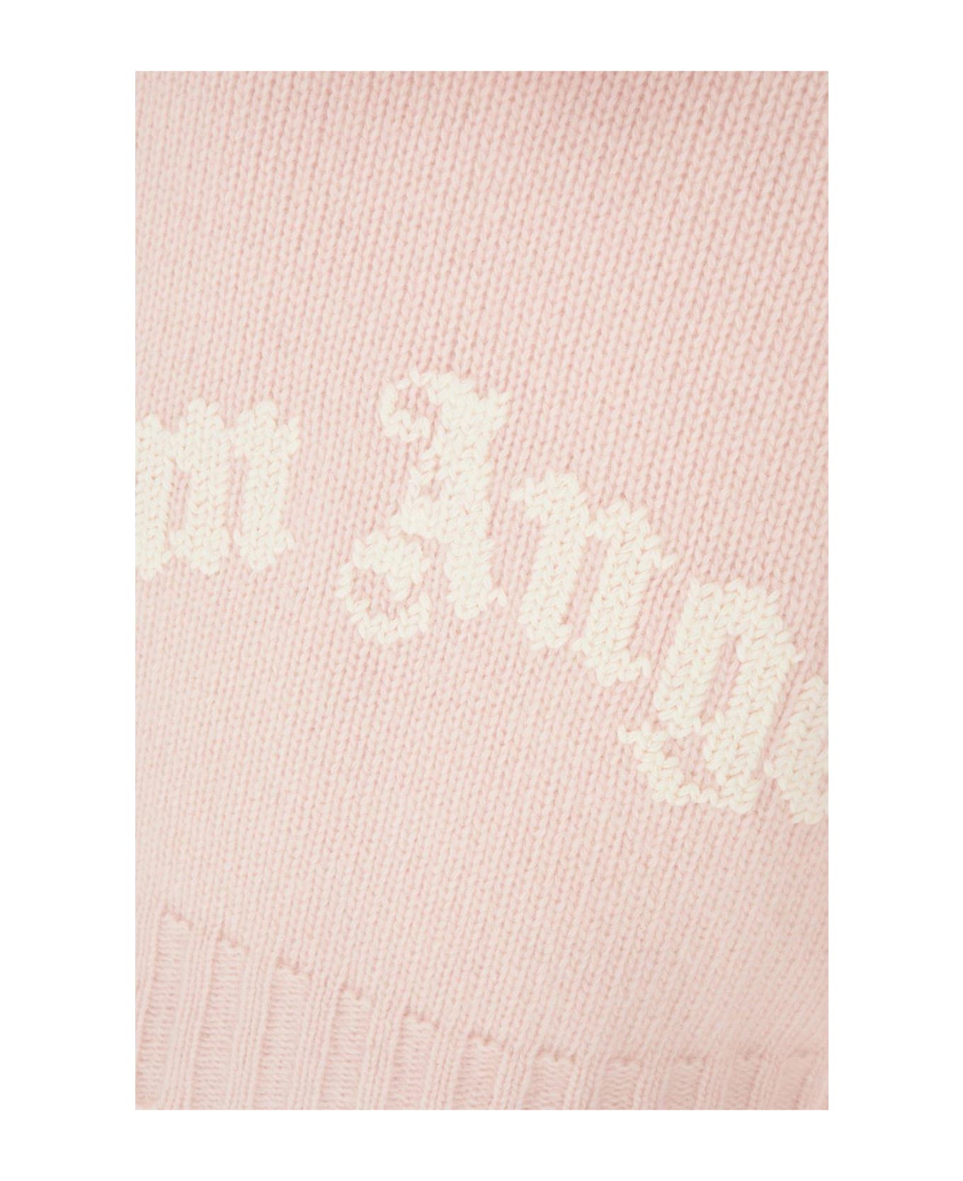 Palm Angels Logo-embroidered Zipped Knitted Hoodie - rosa ジャケット