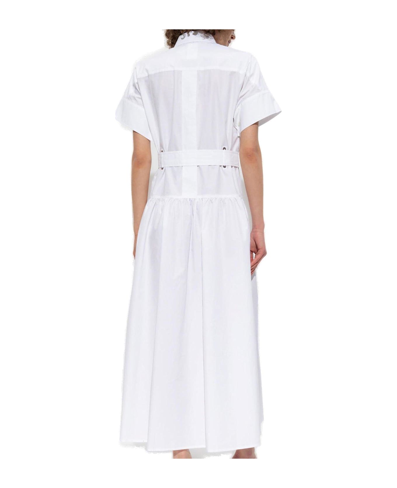 Max Mara Agoraio Belted Short-sleeved Midi Dress - WHITE