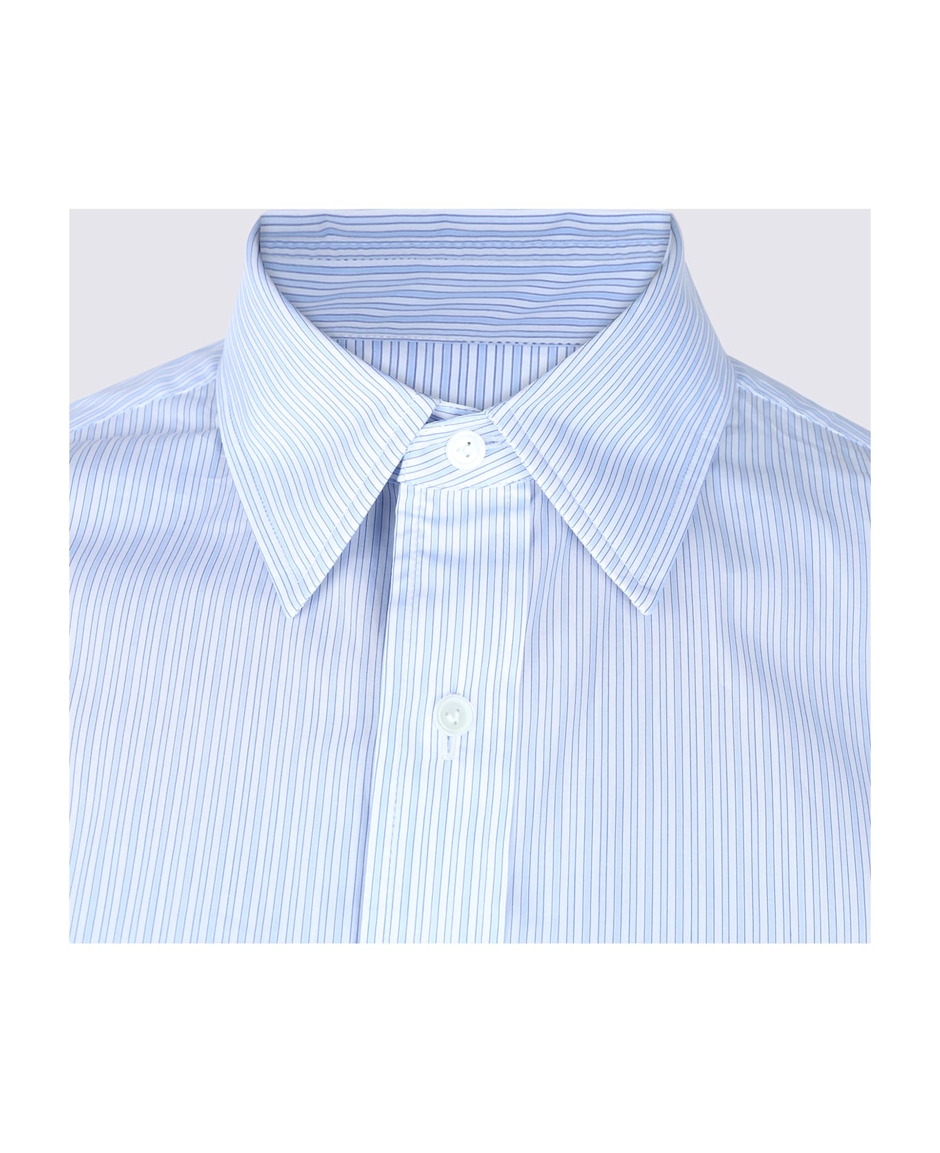Bottega Veneta White And Blue Cotton Shirt - White