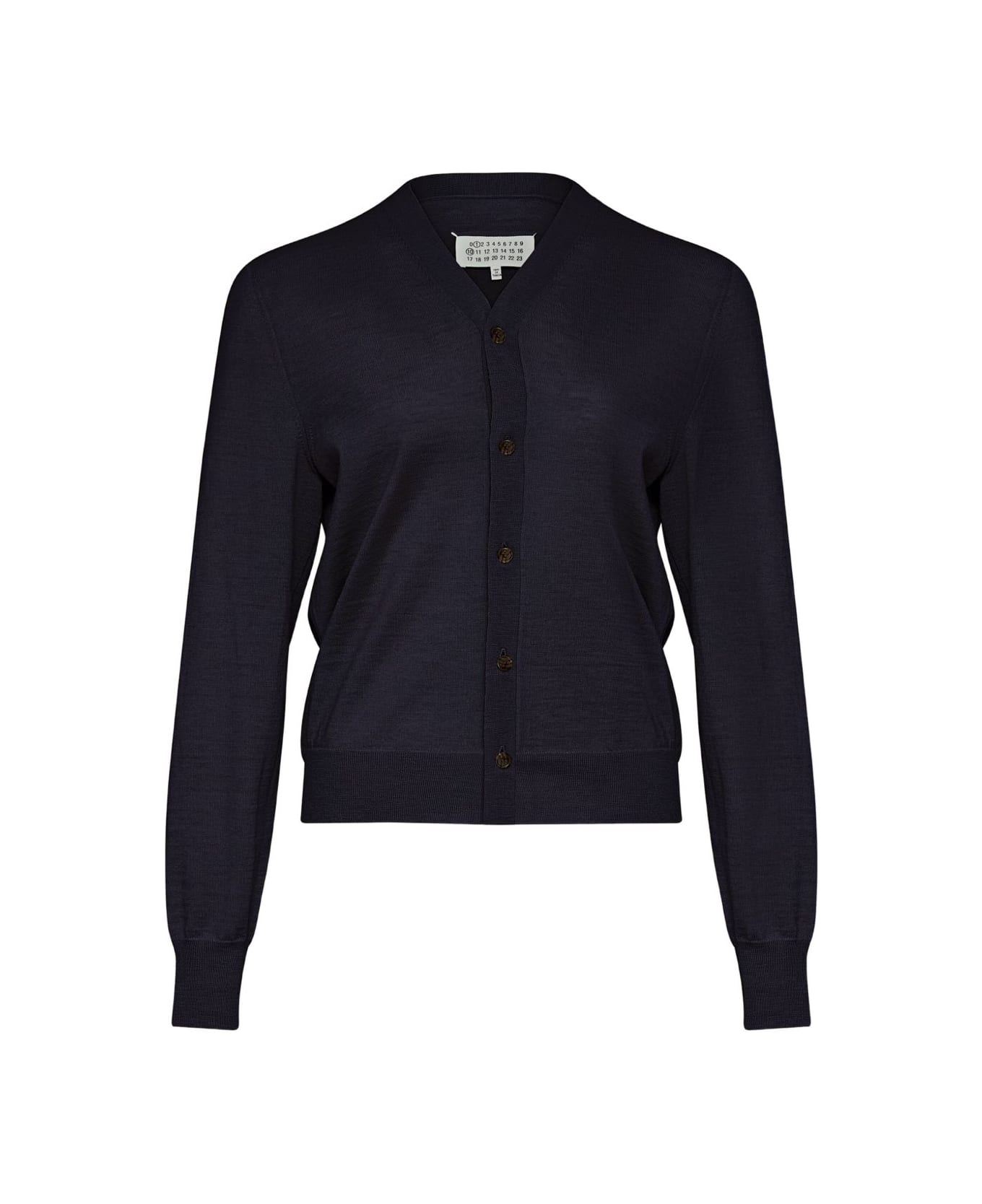 Maison Margiela Wool V-necked Cardigan - Blue