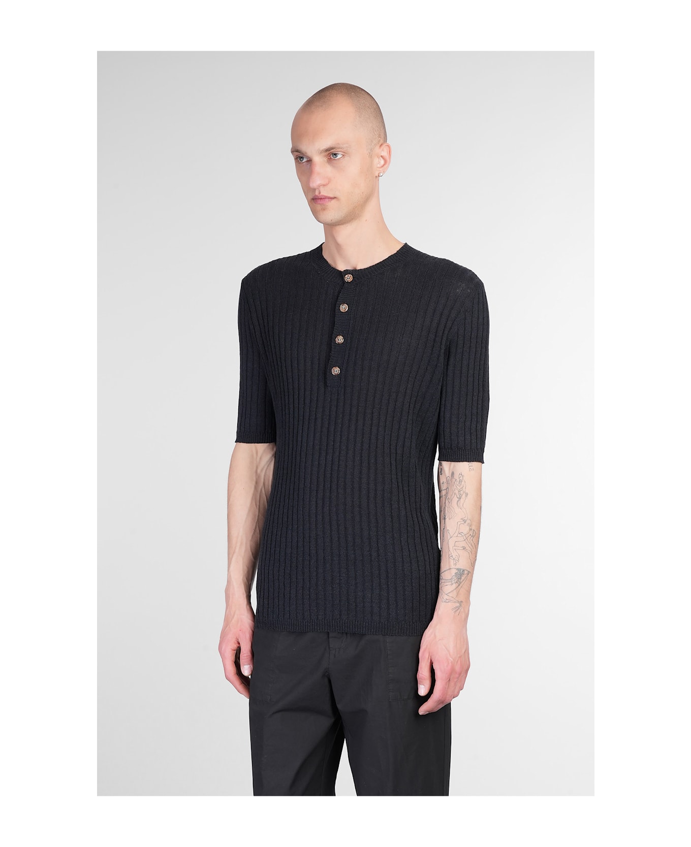 Mauro Grifoni T-shirt In Black Linen - black