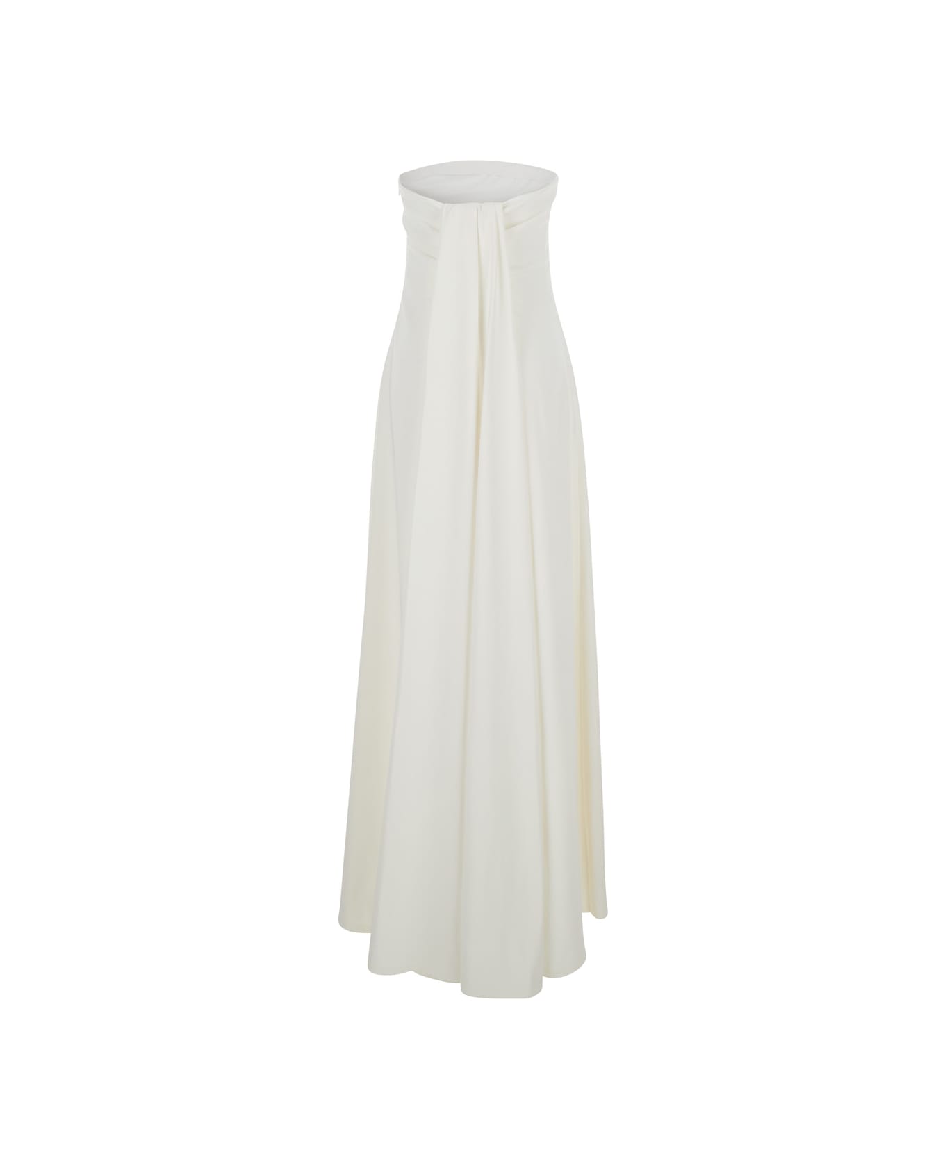 Jacquemus 
le Robe Bustier
 White Off-shoulder Long Dress With Folded Train On The Rear In Viscose Stretch Woman - White