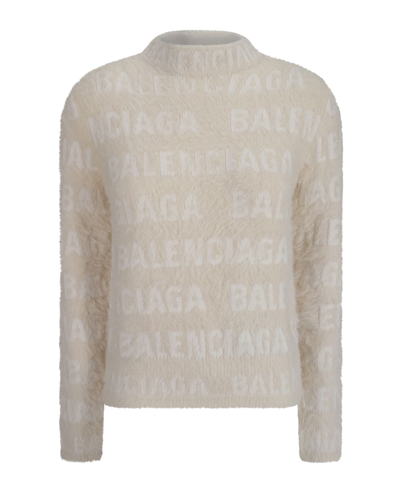 Balenciaga Furry Fitted Sweater - Ivory