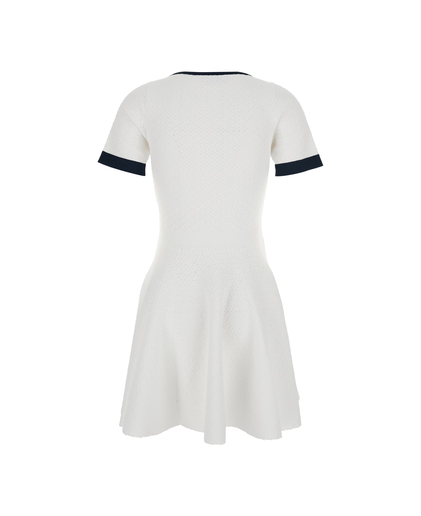 Gucci White Flared Dress With Logo Lettering Embroidery On The Front In Viscose Blend Woman - White
