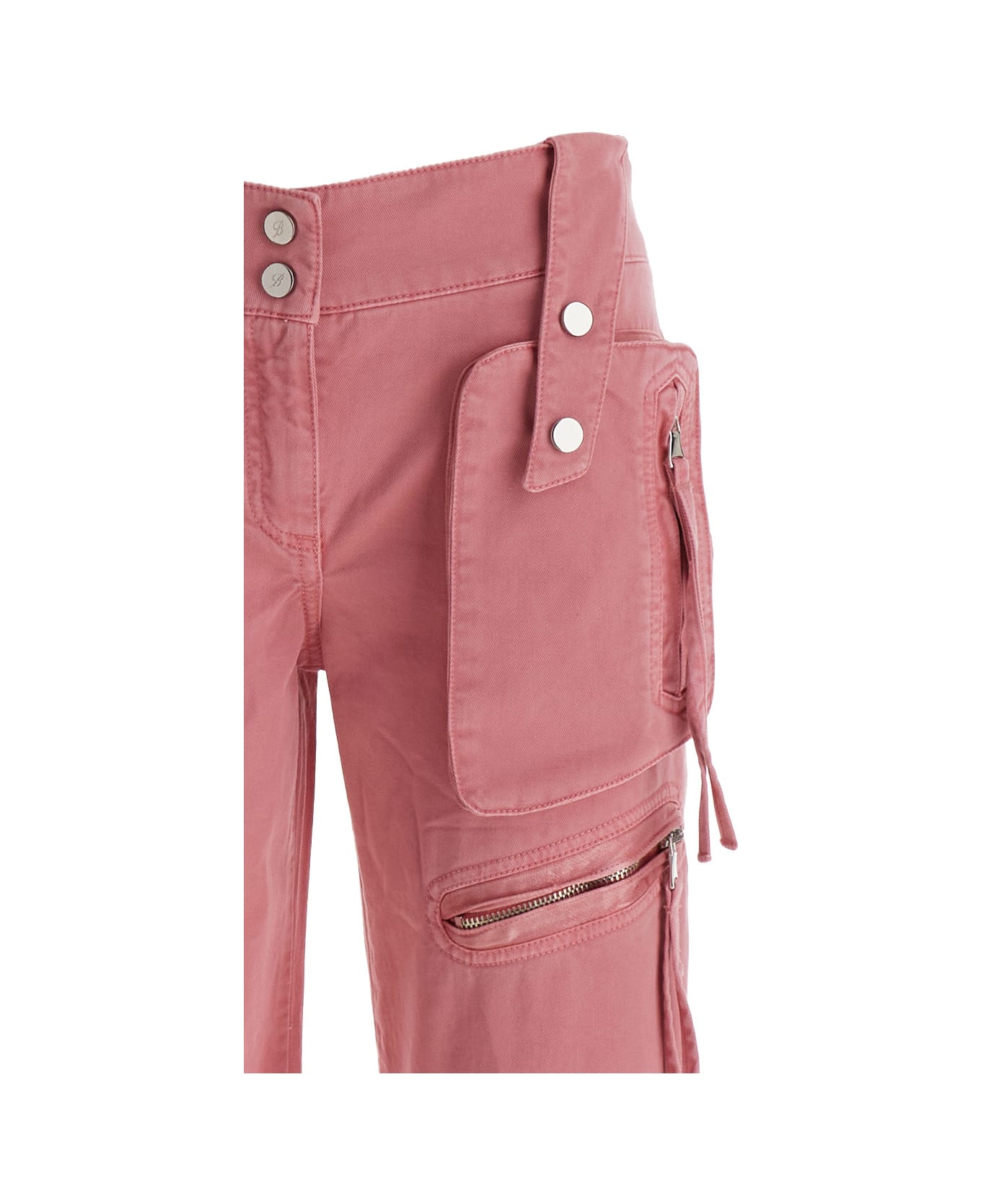 Blumarine Pink Cargo Trousers With Satin Inserts In Cotton Woman - Pink