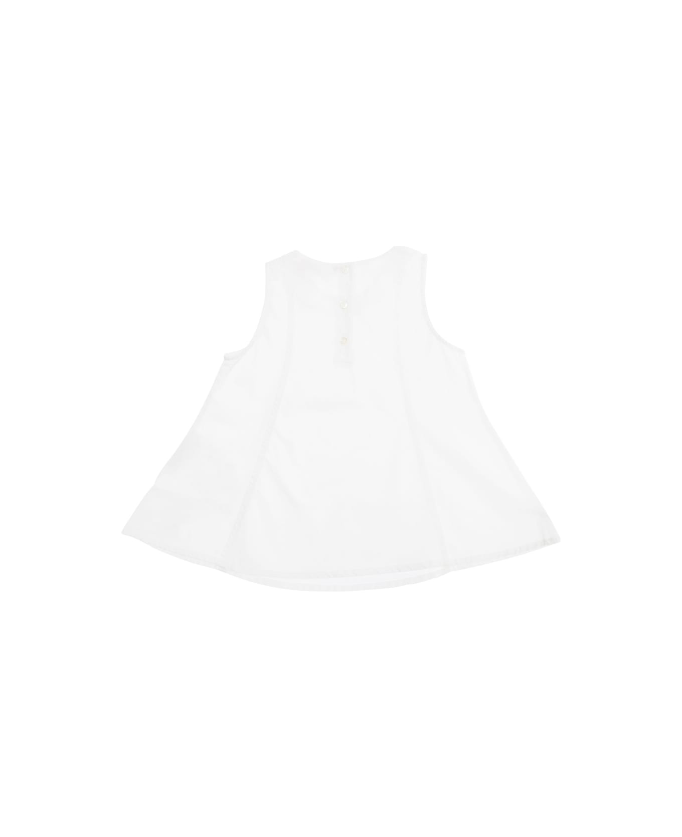 Max&Co. White Sleeveless Shirt With Rear Button Closure In Cotton Girl - White