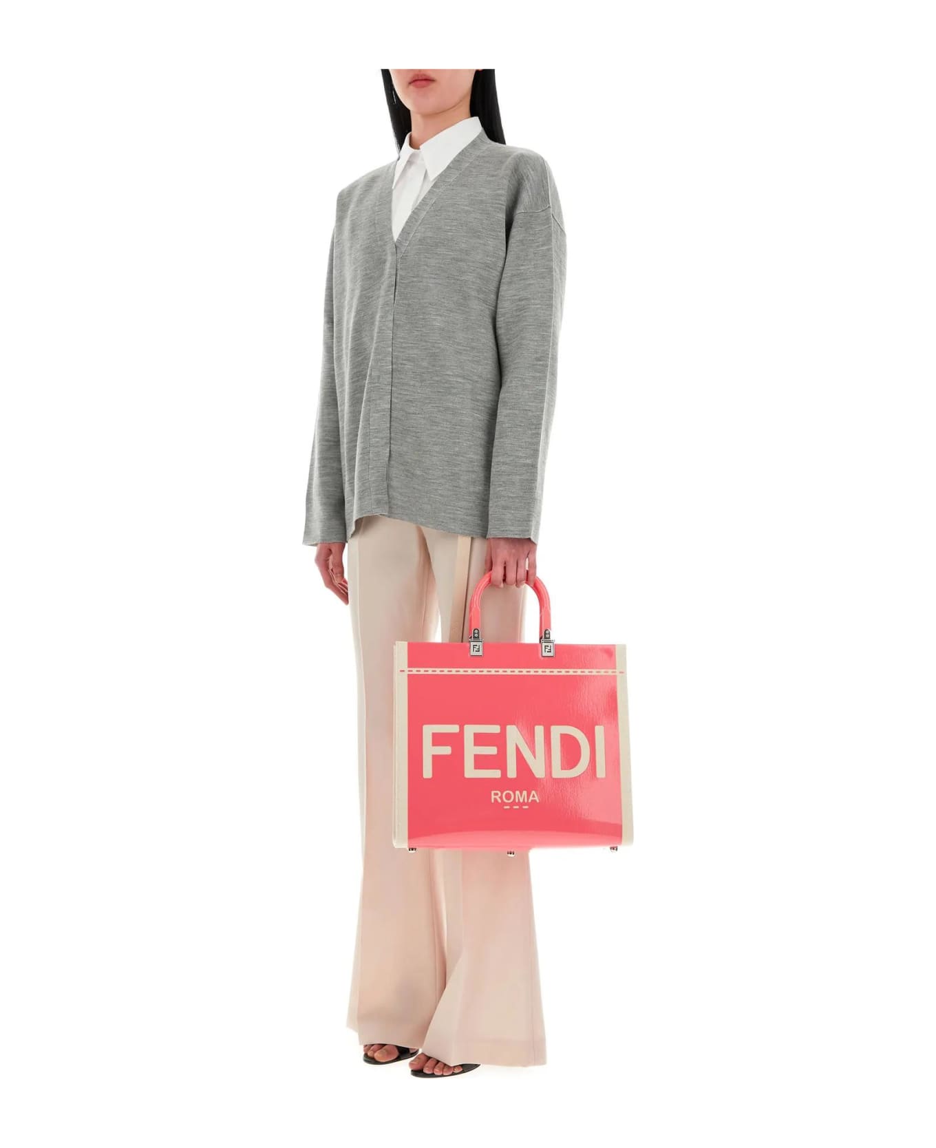 Fendi Light Pink Gabardine Pant - BEIGE