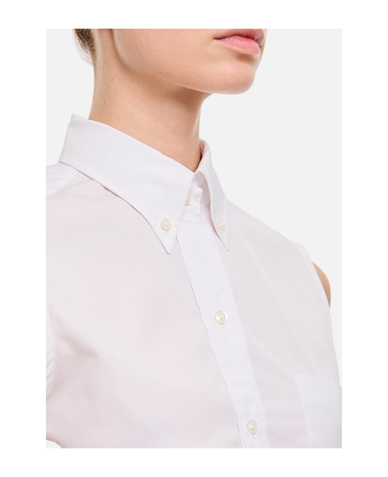 Thom Browne Classic Sleeveless Point Collar Shirt - White