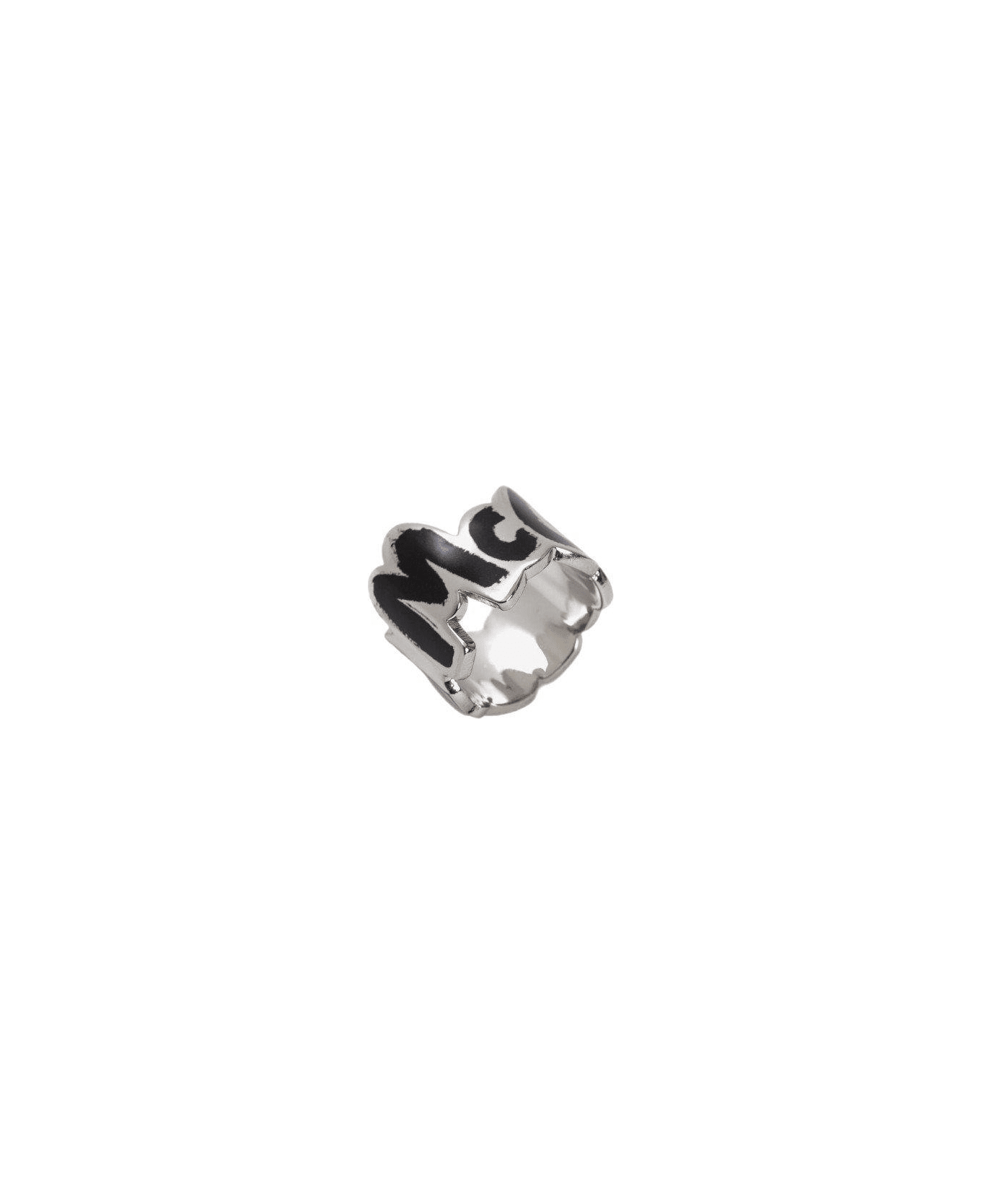 Alexander McQueen Logo Engraved Cut Out Ring - Nero リング